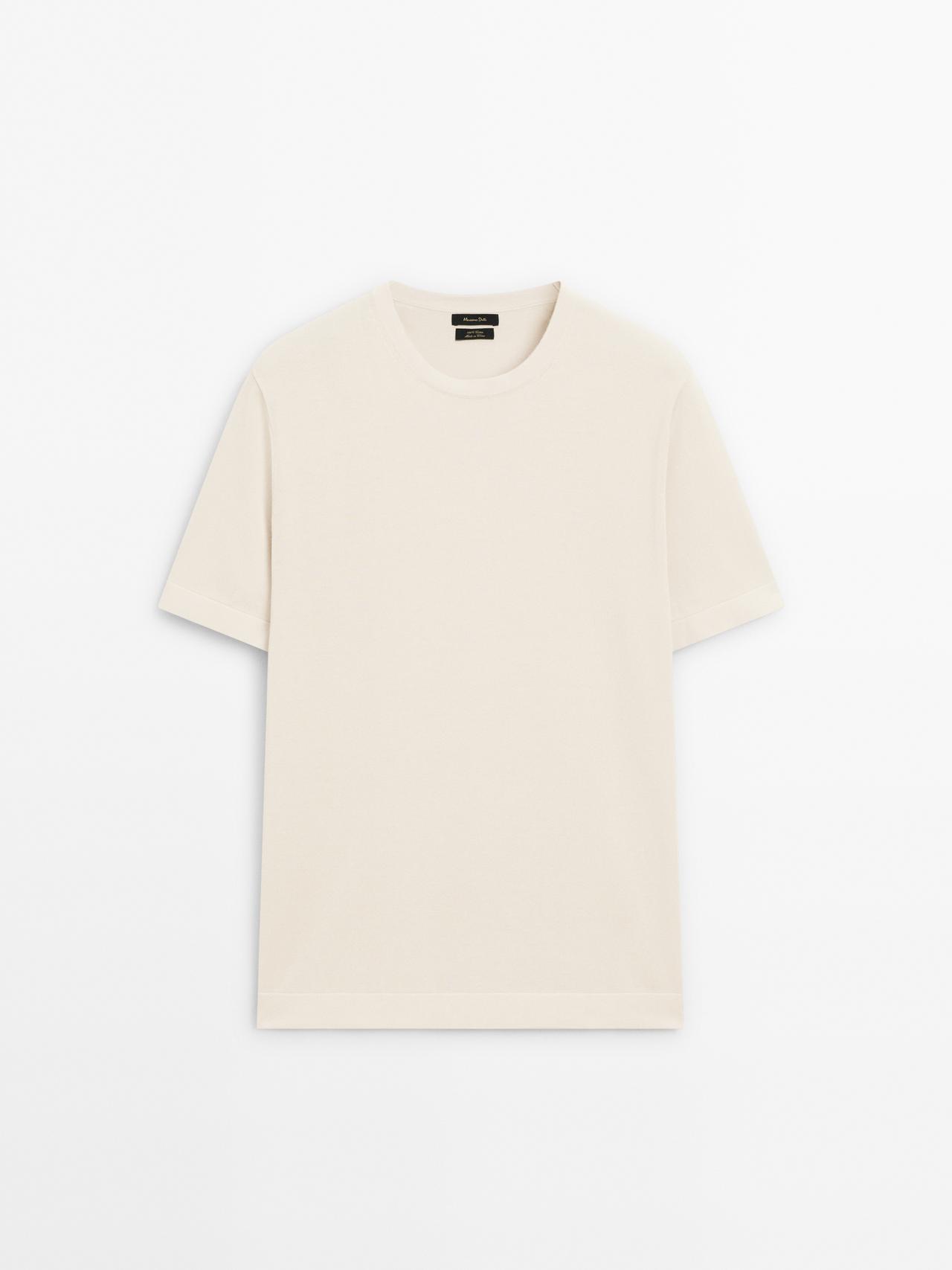 Massimo Dutti - Herre - Kortærmet T-Shirt I 100 % Bomuld - Råhvid - M