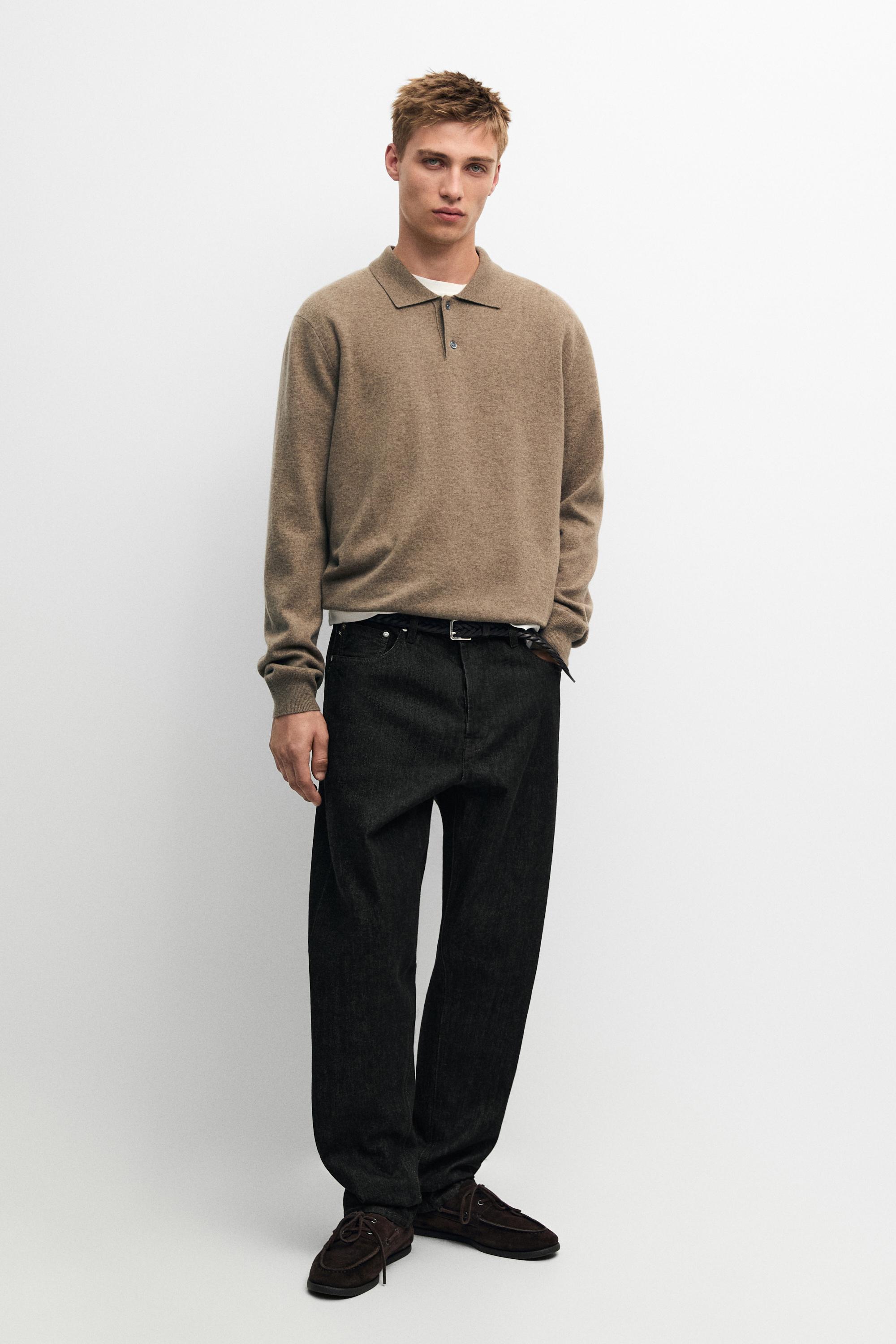 Maglia A Polo In Misto Lana - Cachi - Xxl - Massimo Dutti - Male-image