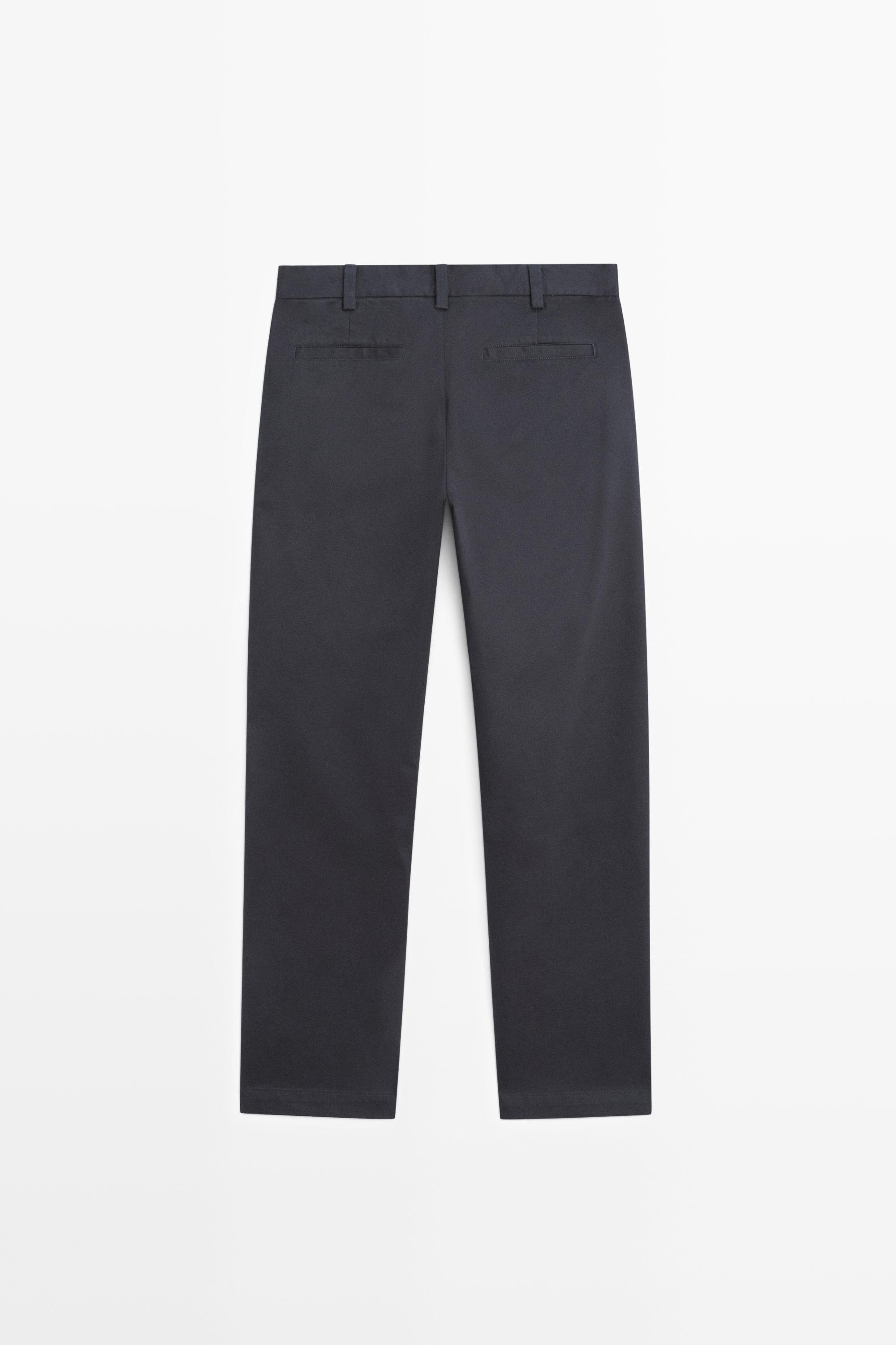 Tapered fit micro textured trousers — NAVY BLUE