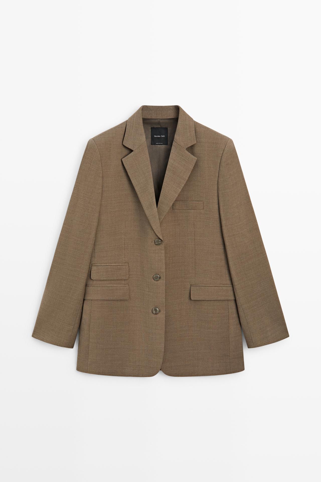 Melange 100% wool suit blazer — CAMEL