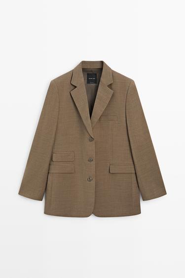 Melange 100% wool suit blazer — CAMEL 2