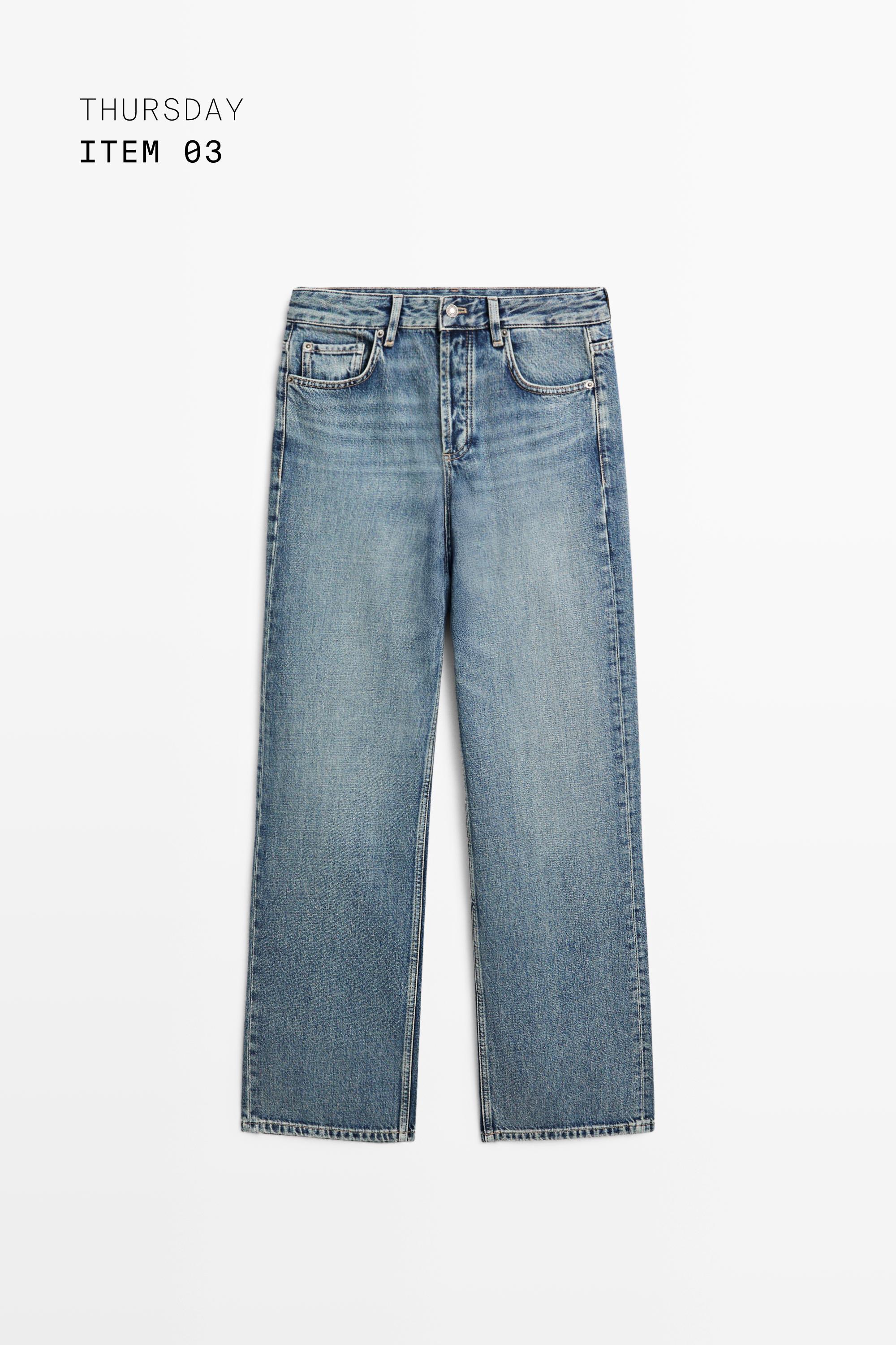 Mid-waist wide-leg jeans — Light Blue