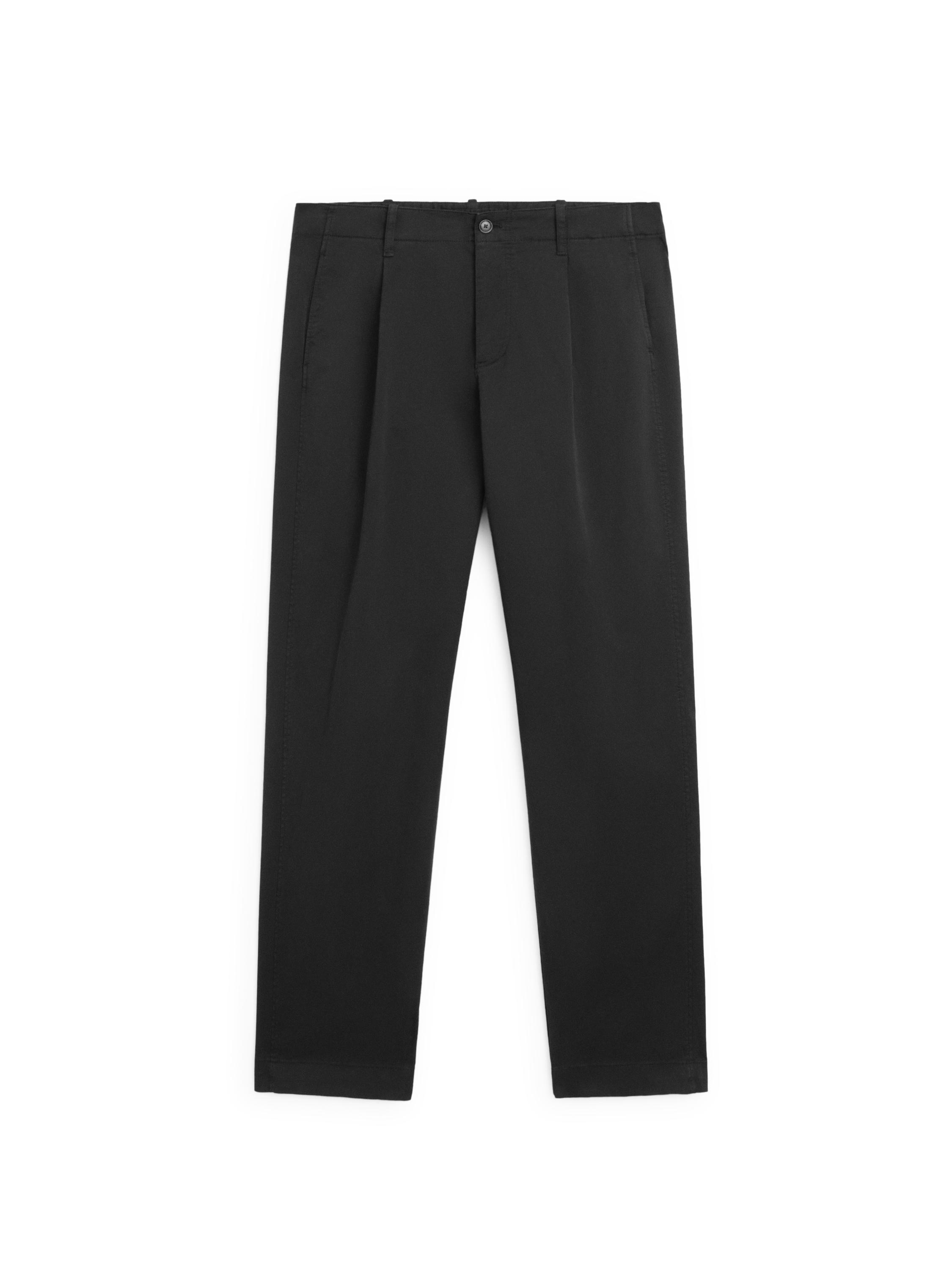 Cotton blend barrel fit trousers — BLACK