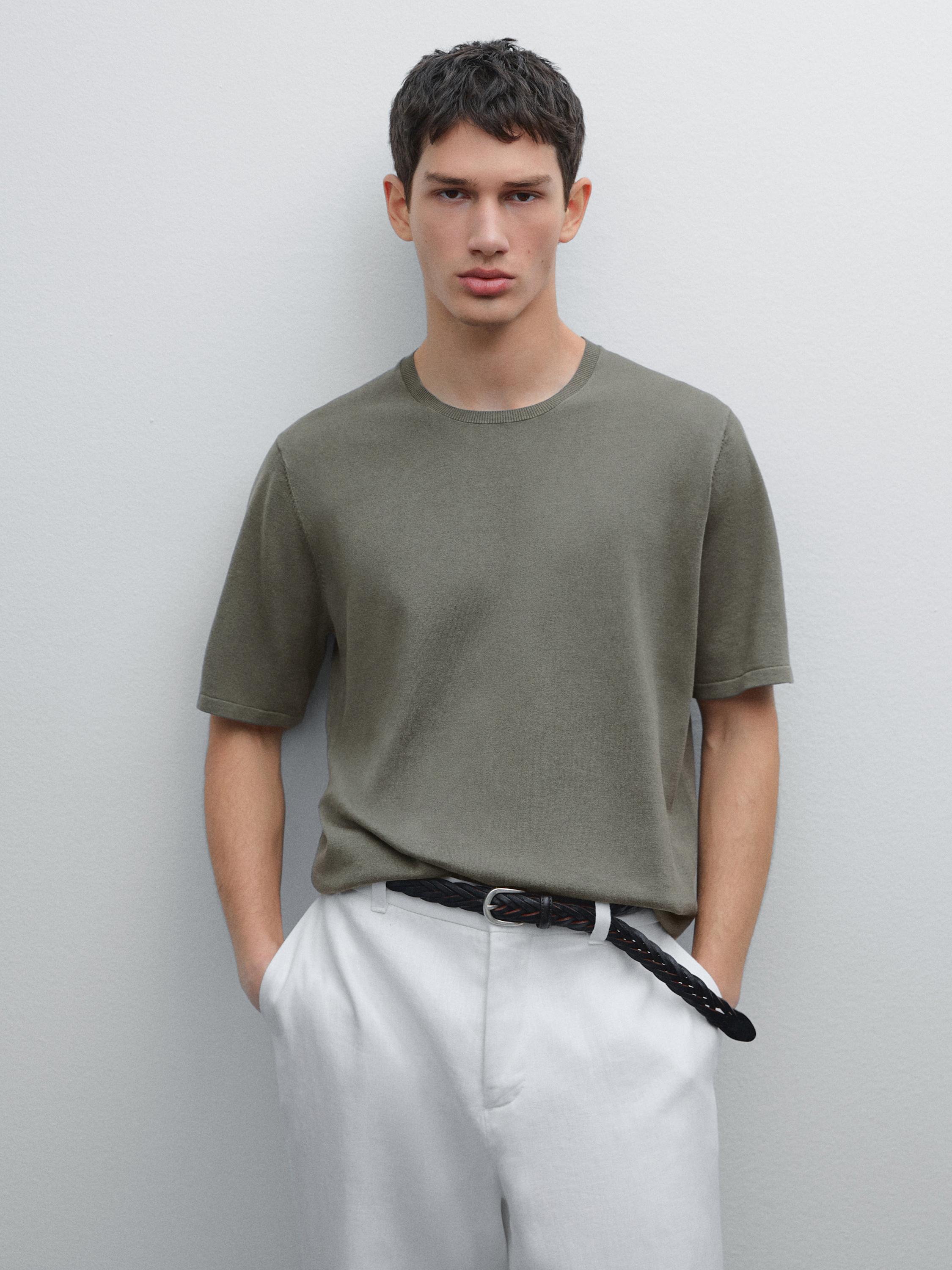 Cotton blend knitted T-shirt