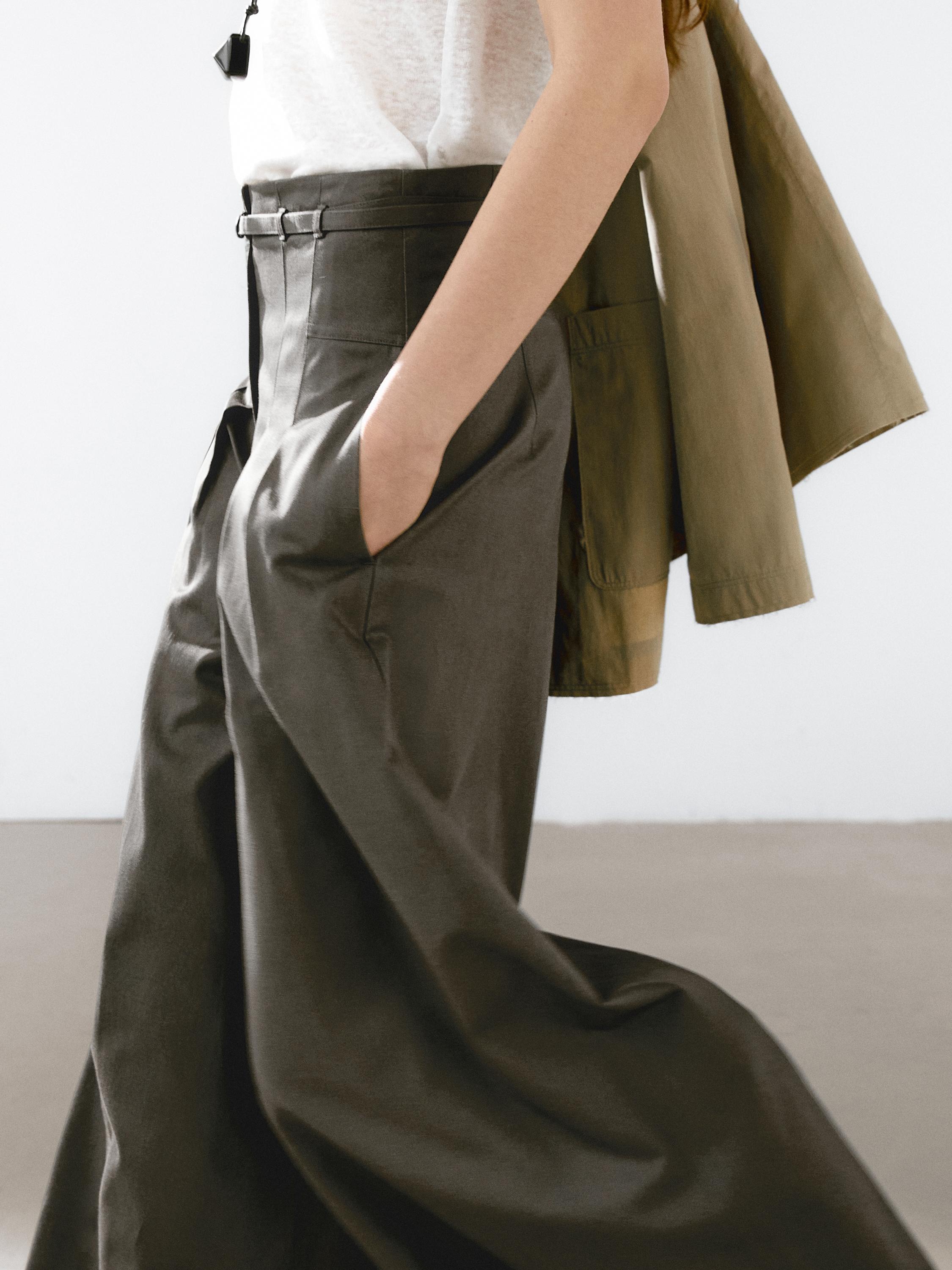 Cotton blend palazzo trousers