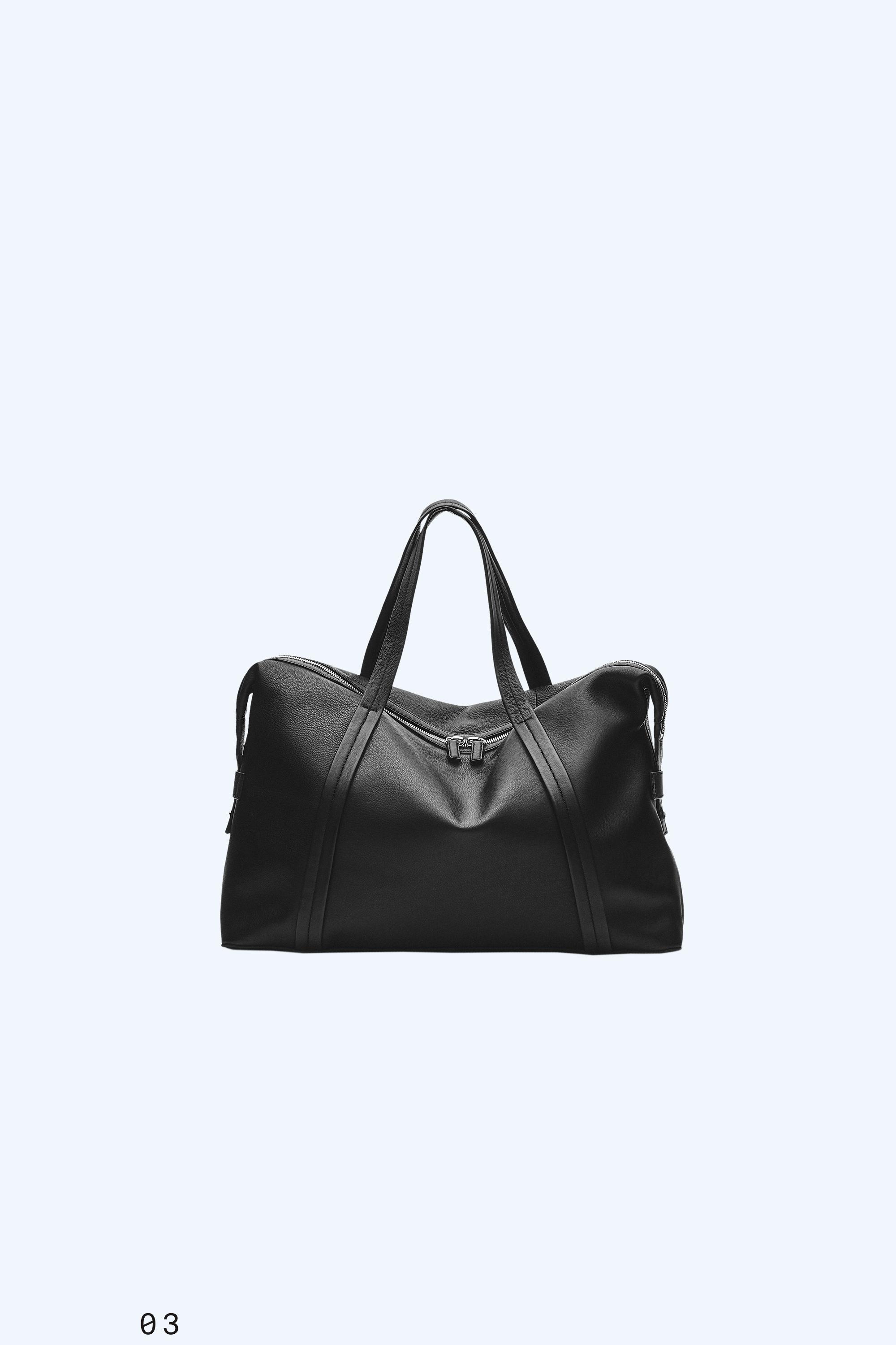 Nappa leather carry-on bag — BLACK