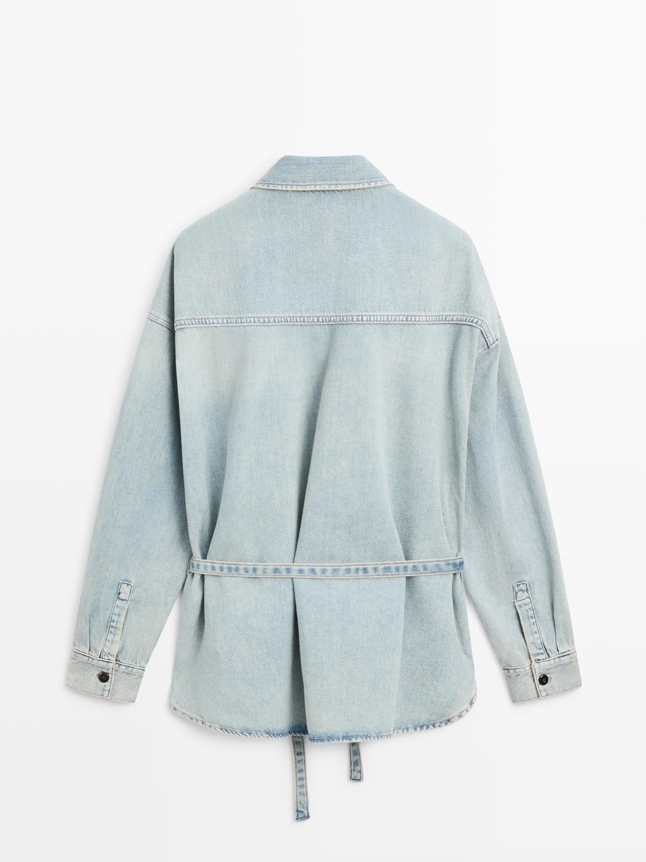 Oversize denim shirt with pocket details