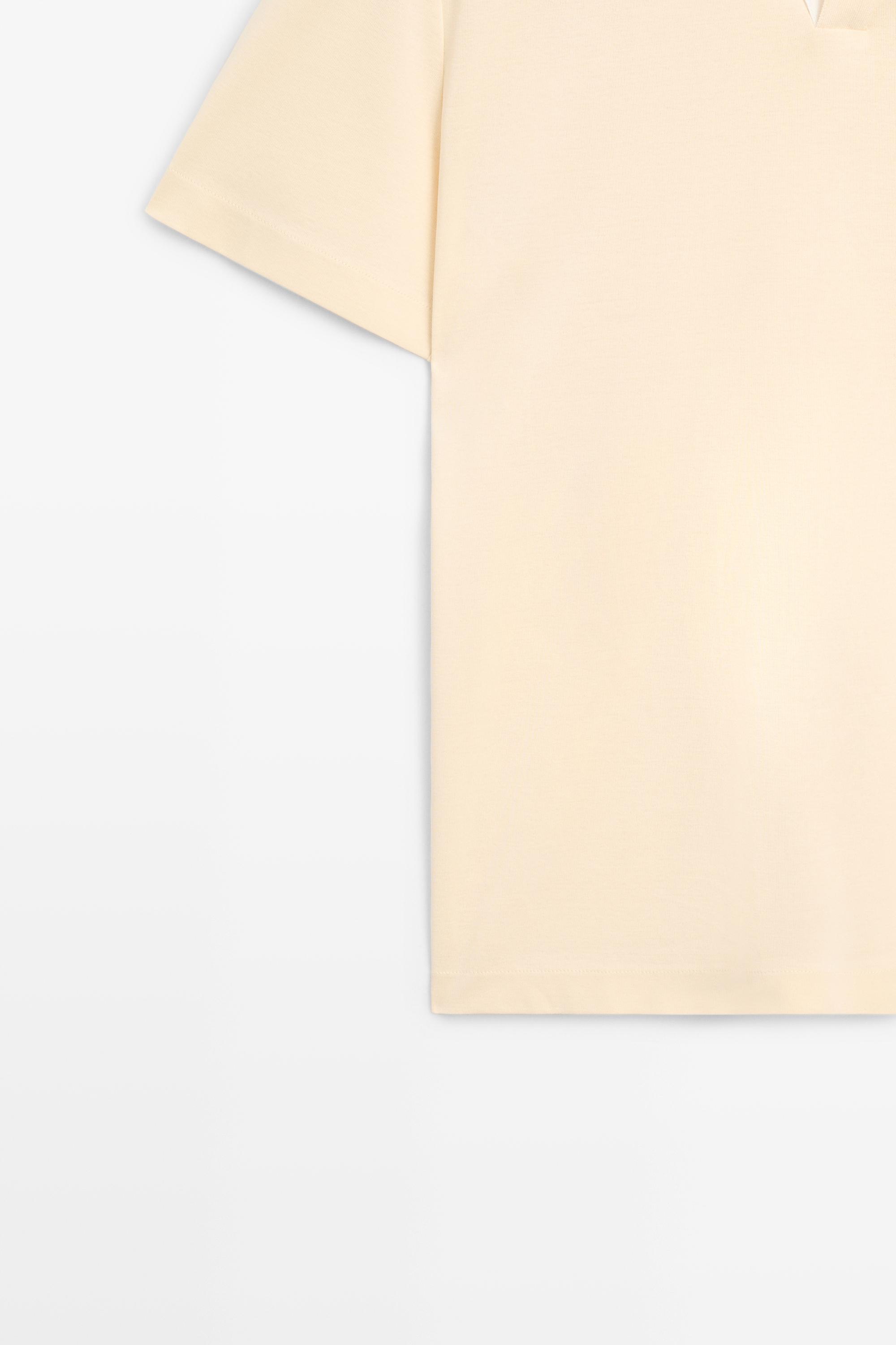 Short sleeve V-neck polo shirt — YELLOW