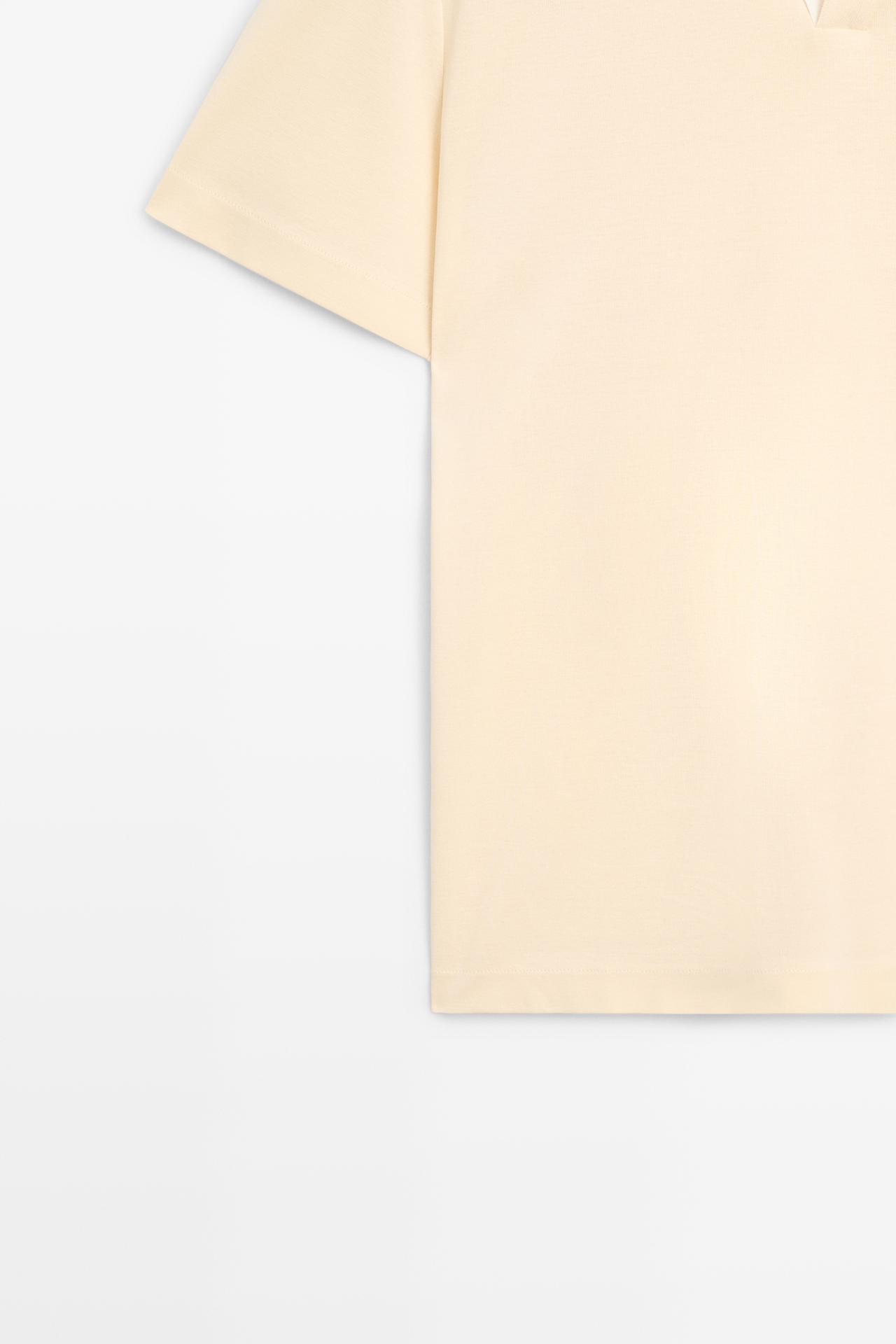 Short sleeve V-neck polo shirt — YELLOW