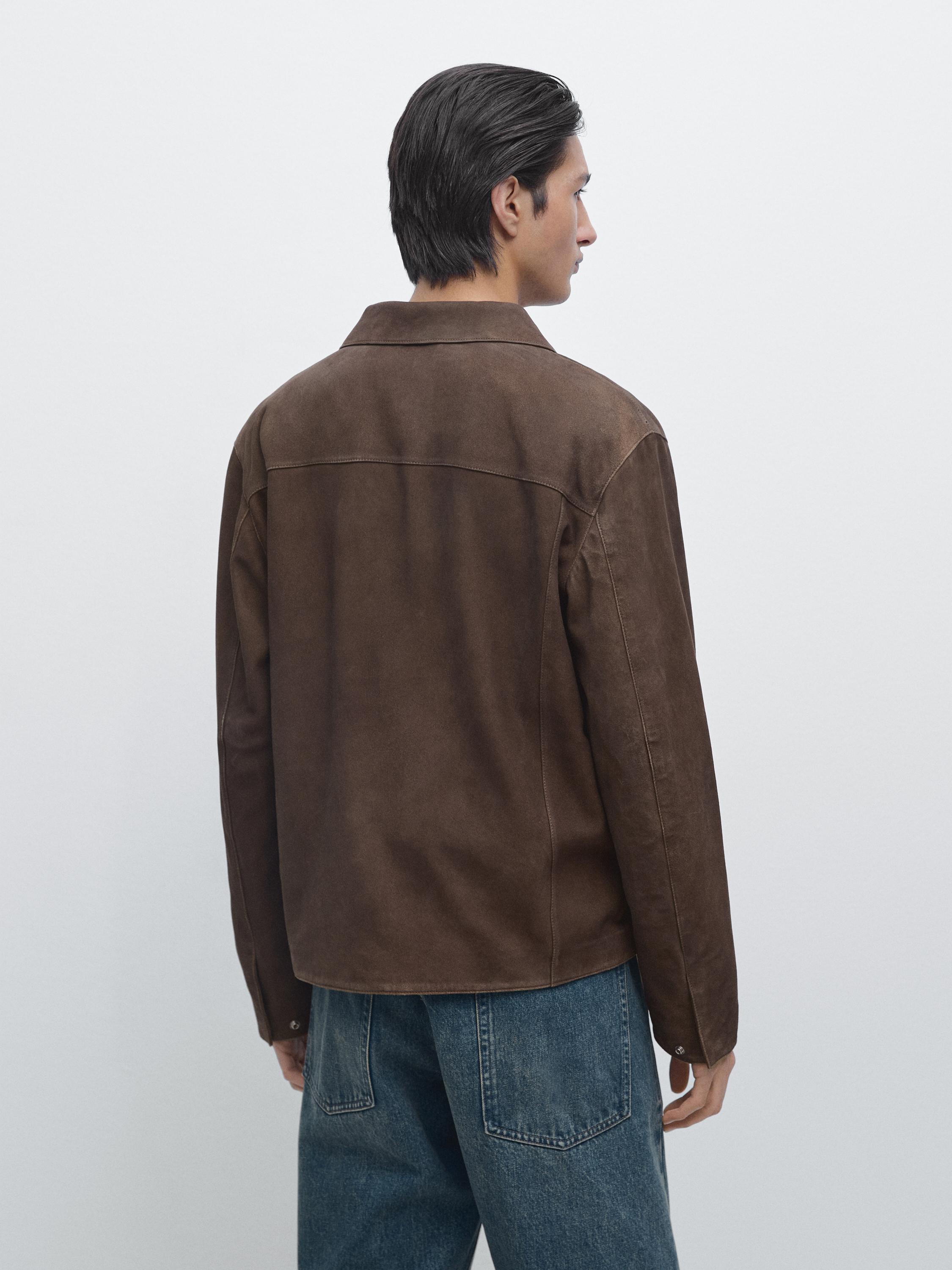 Suede leather jacket — MOLE BROWN