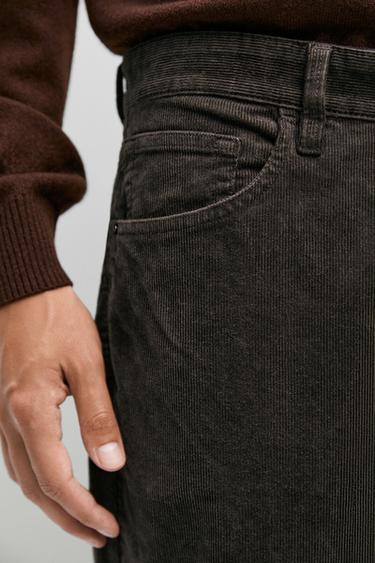 Corduroy tapered fit pants — DARK GREY 8