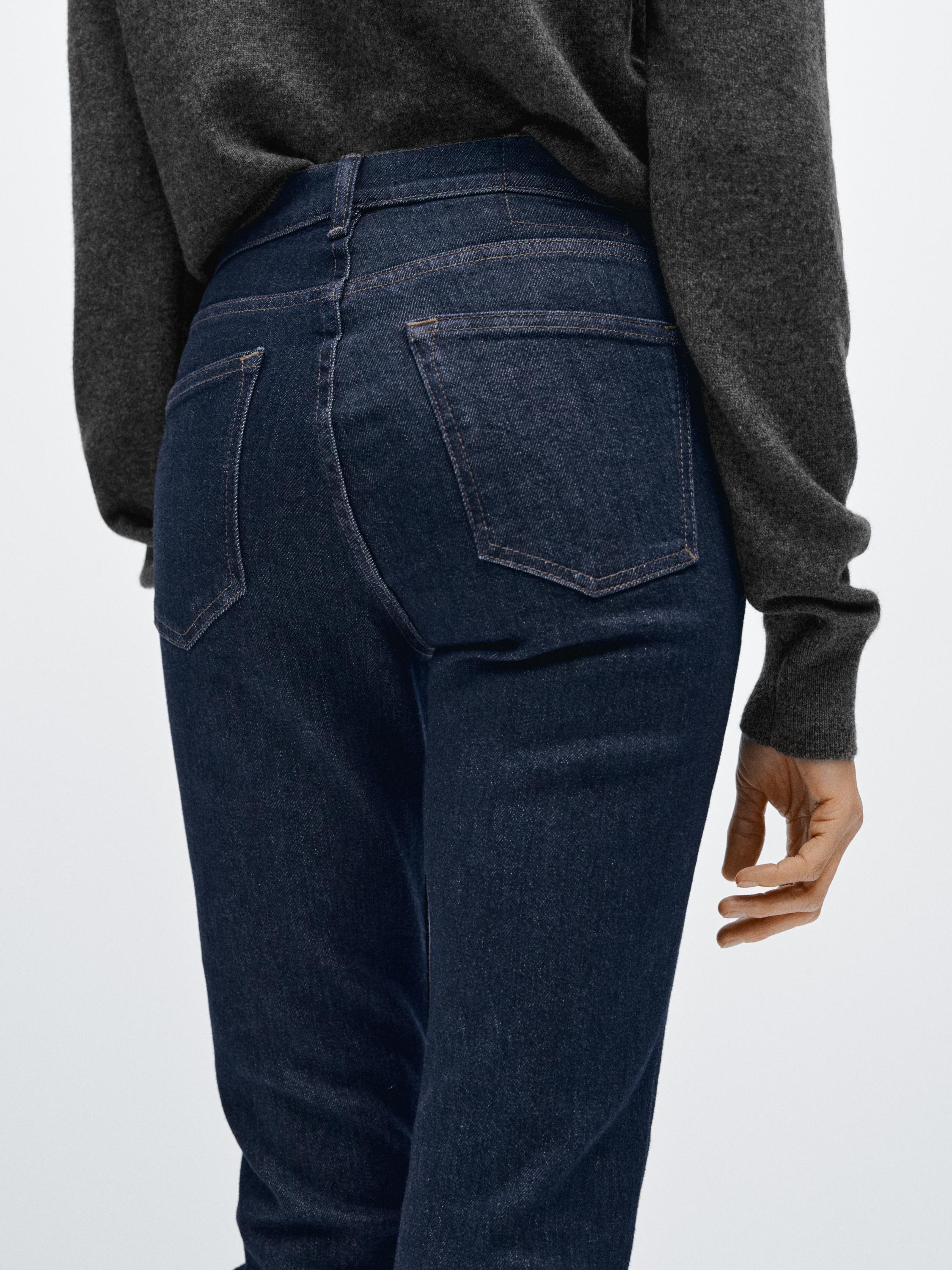 Mid-rise cropped slim fit jeans — DARK BLUE