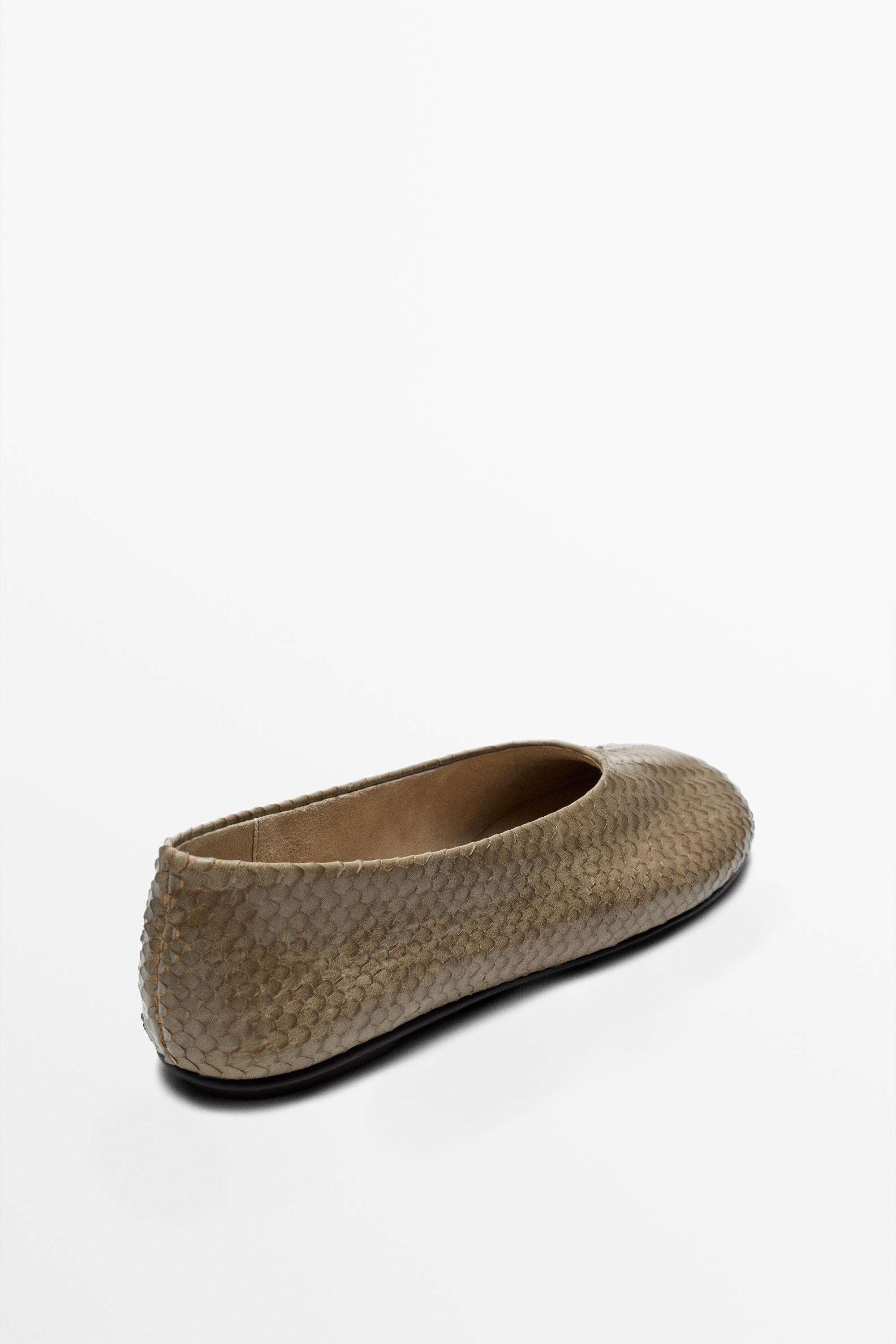 Round toe leather ballerinas — ANIMAL PRINT