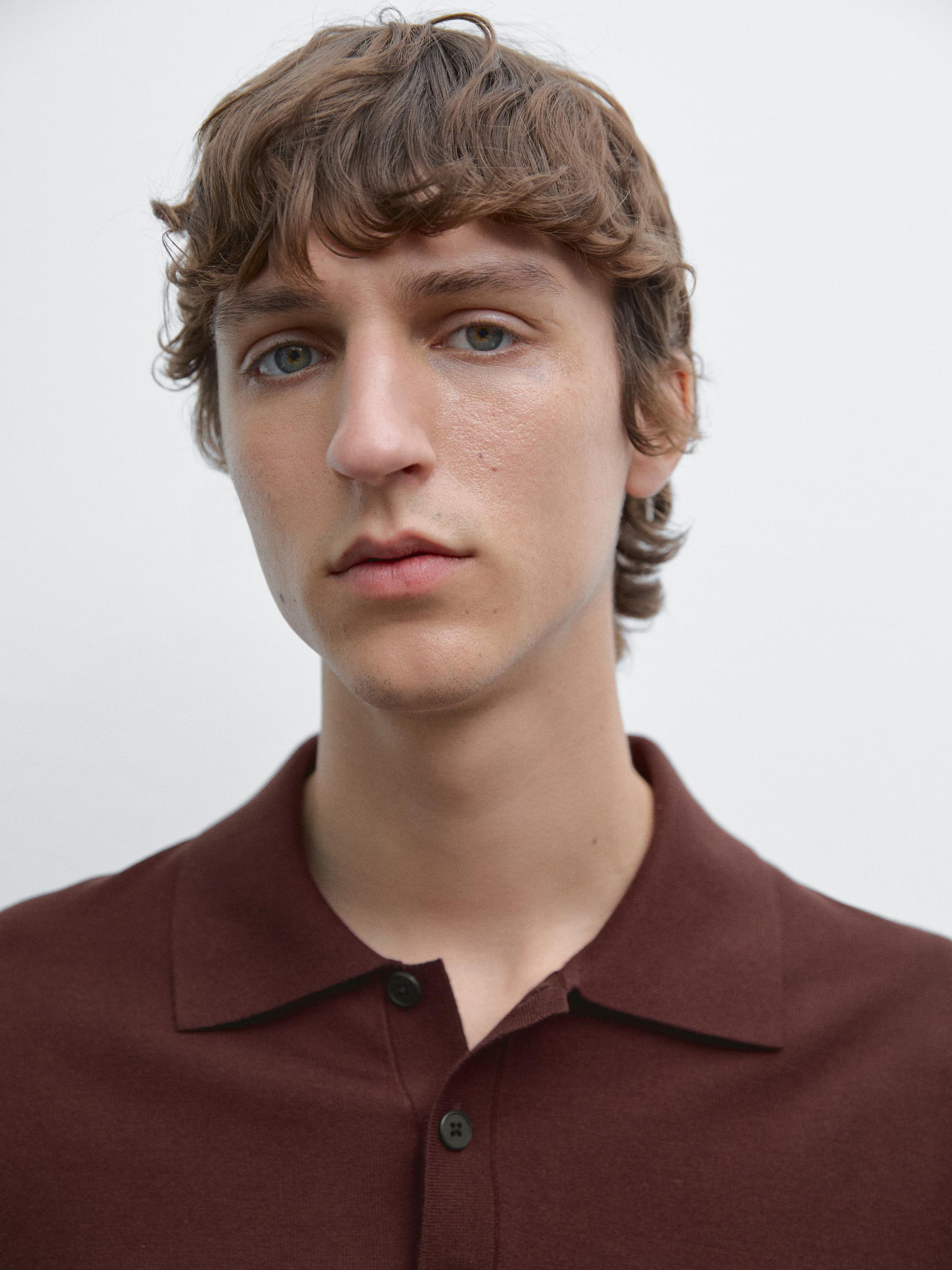 100% cotton regular fit knit polo shirt