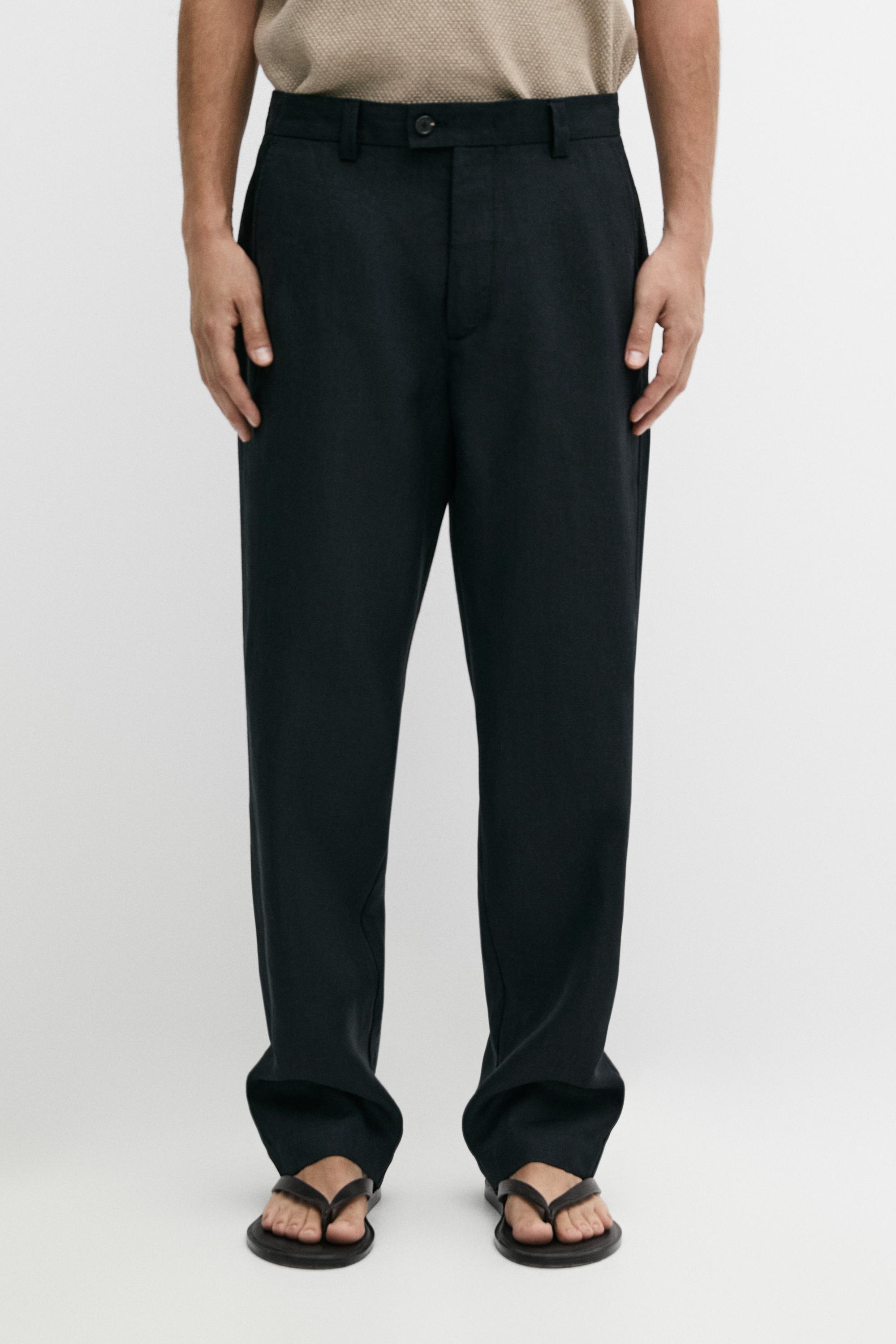 Straight-leg linen pants