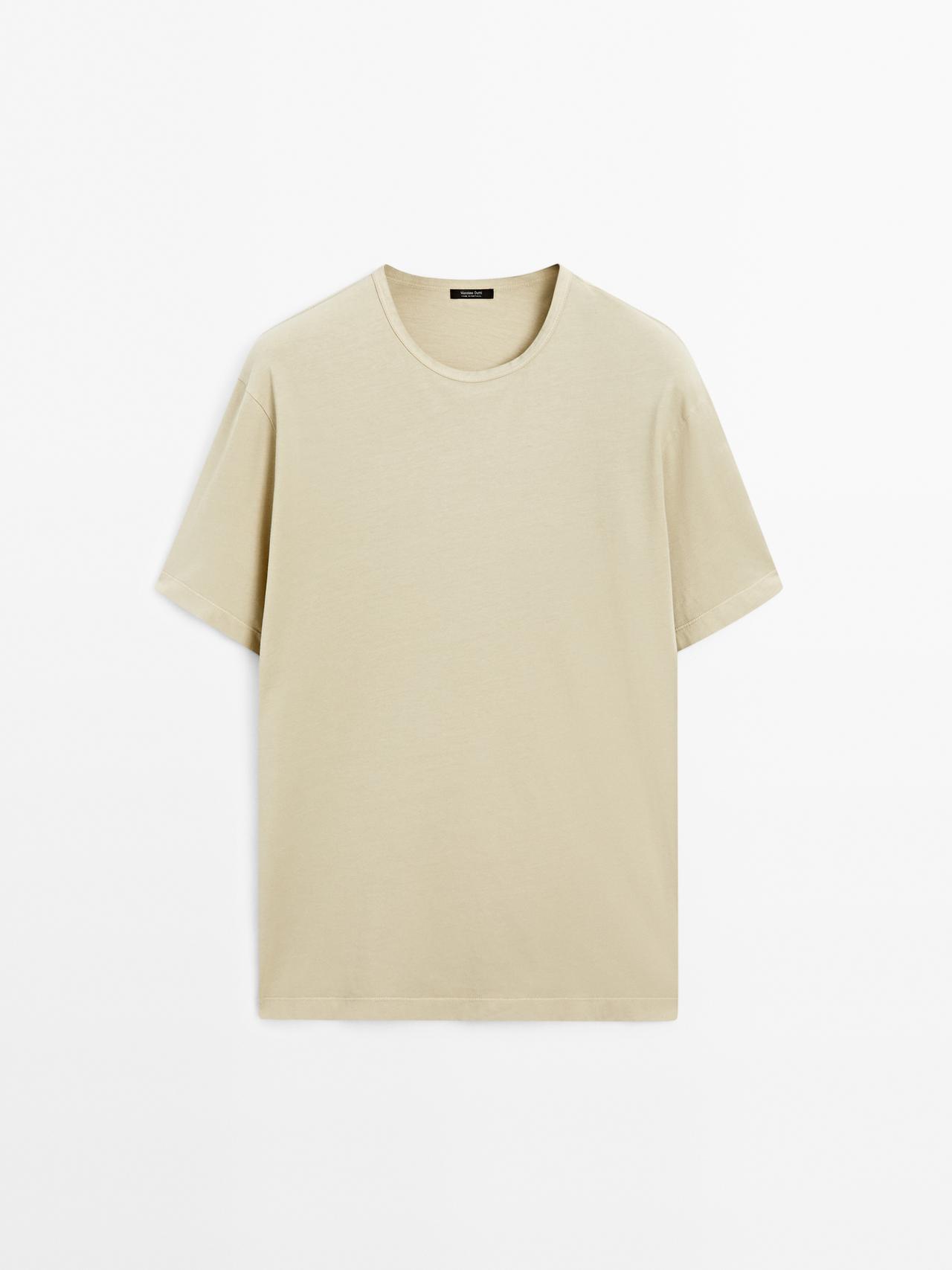 Massimo Dutti - Heren - T-Shirt Met Korte Mouw En Versleten Effect - Licht Groen - Xxl