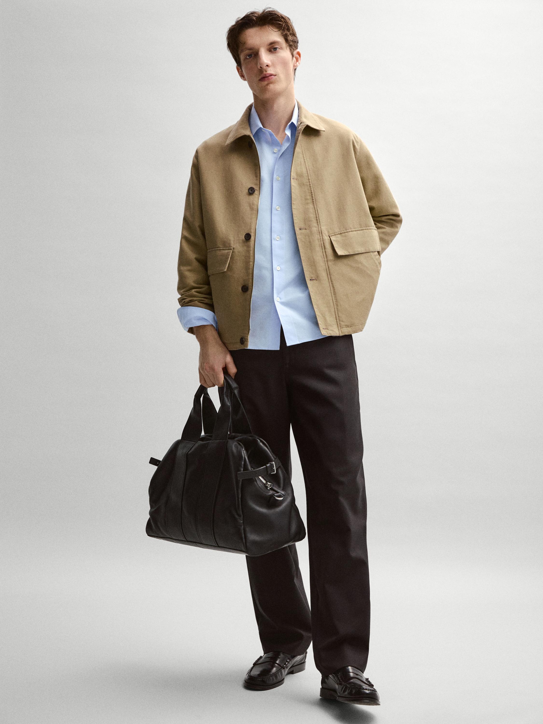 Nappa leather travel bag — BLACK