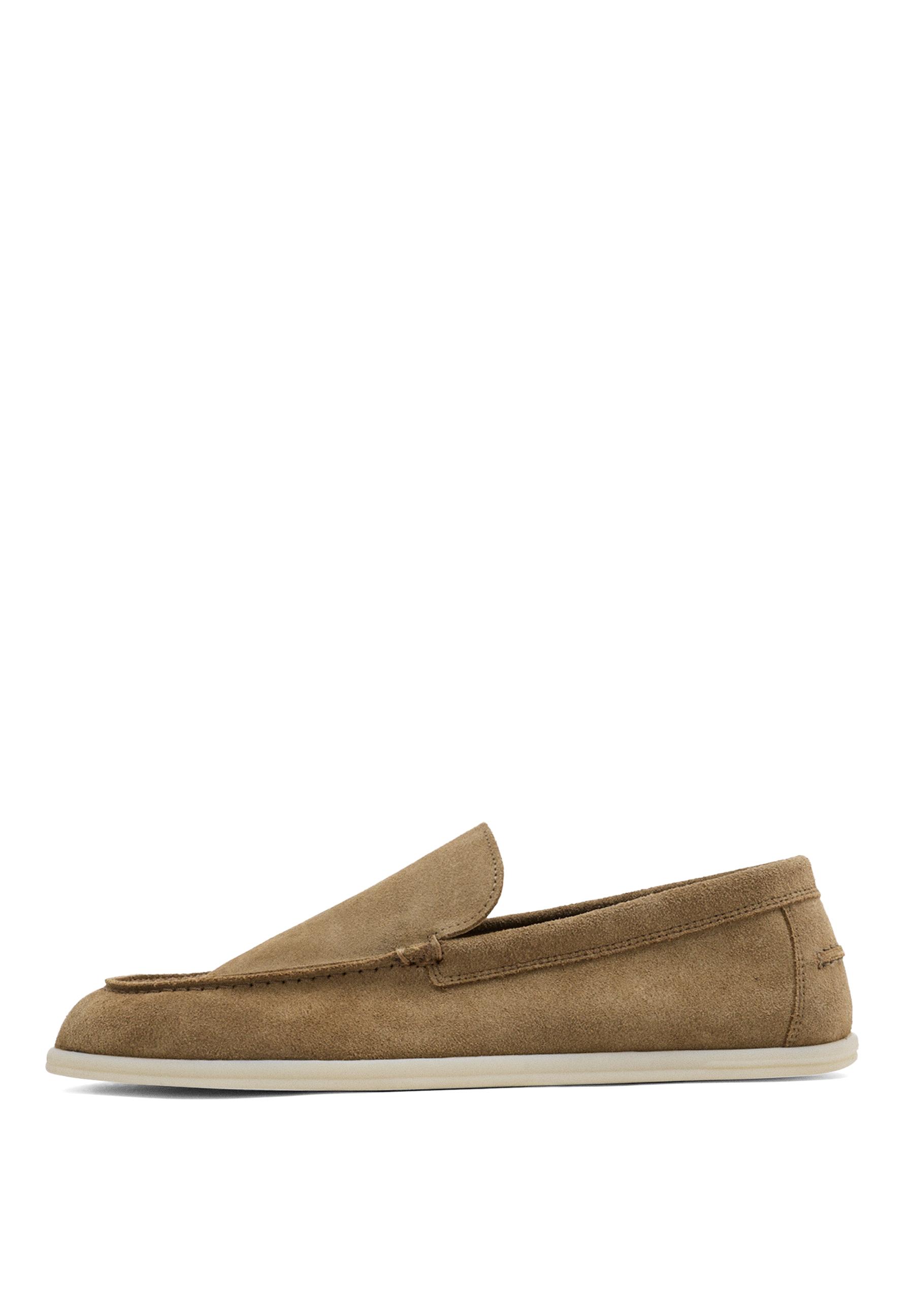 Soft split leather loafers — SAND