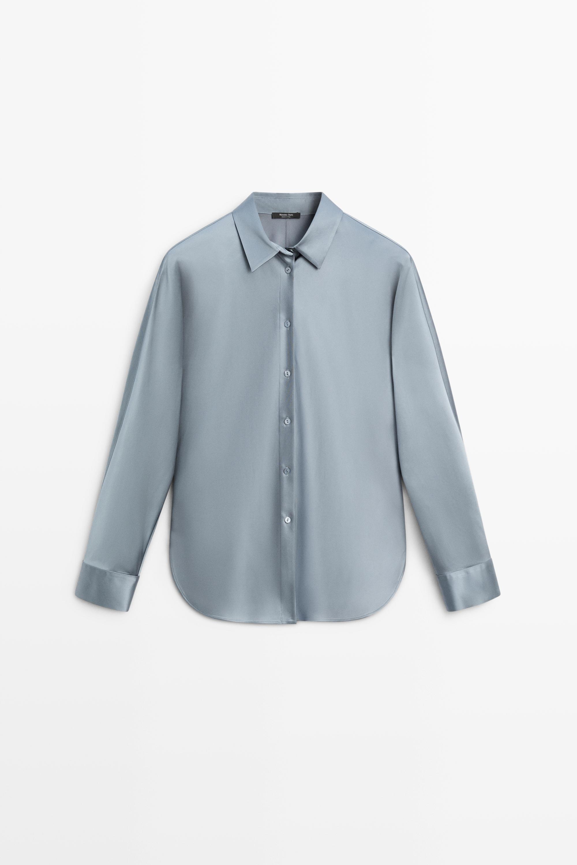 Flowing satin shirt — BLUISH GREY