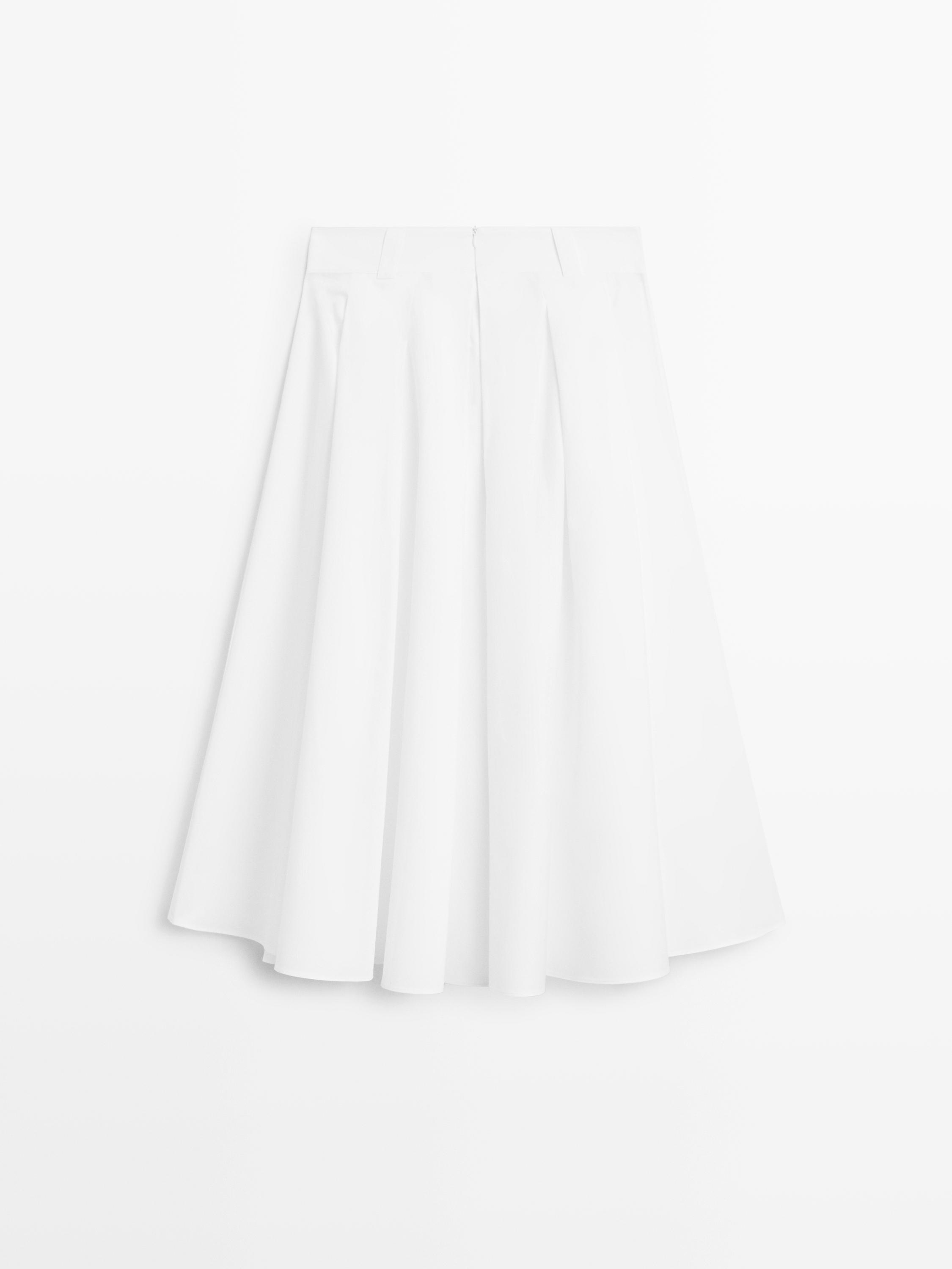 Midi skirt with belt loop details — WHITE