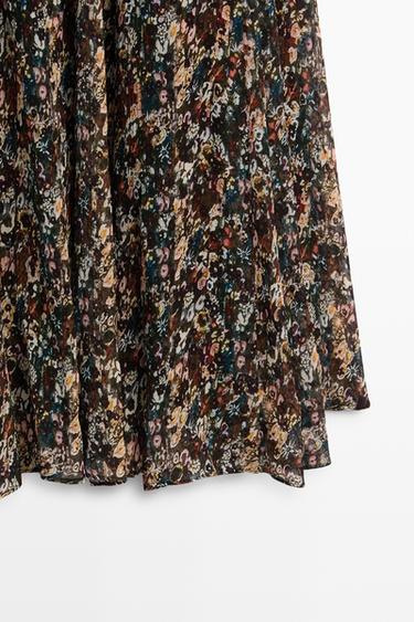 Printed dress with sash detail — BLACK 9