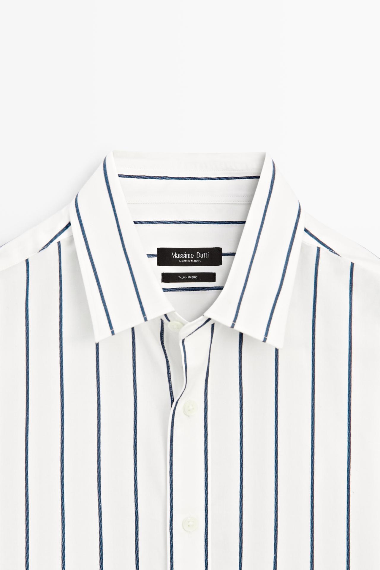 100% cotton regular fit striped shirt — WHITE