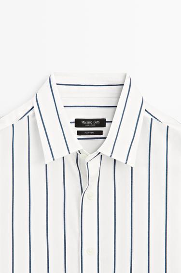 100% cotton regular fit striped shirt — WHITE 9