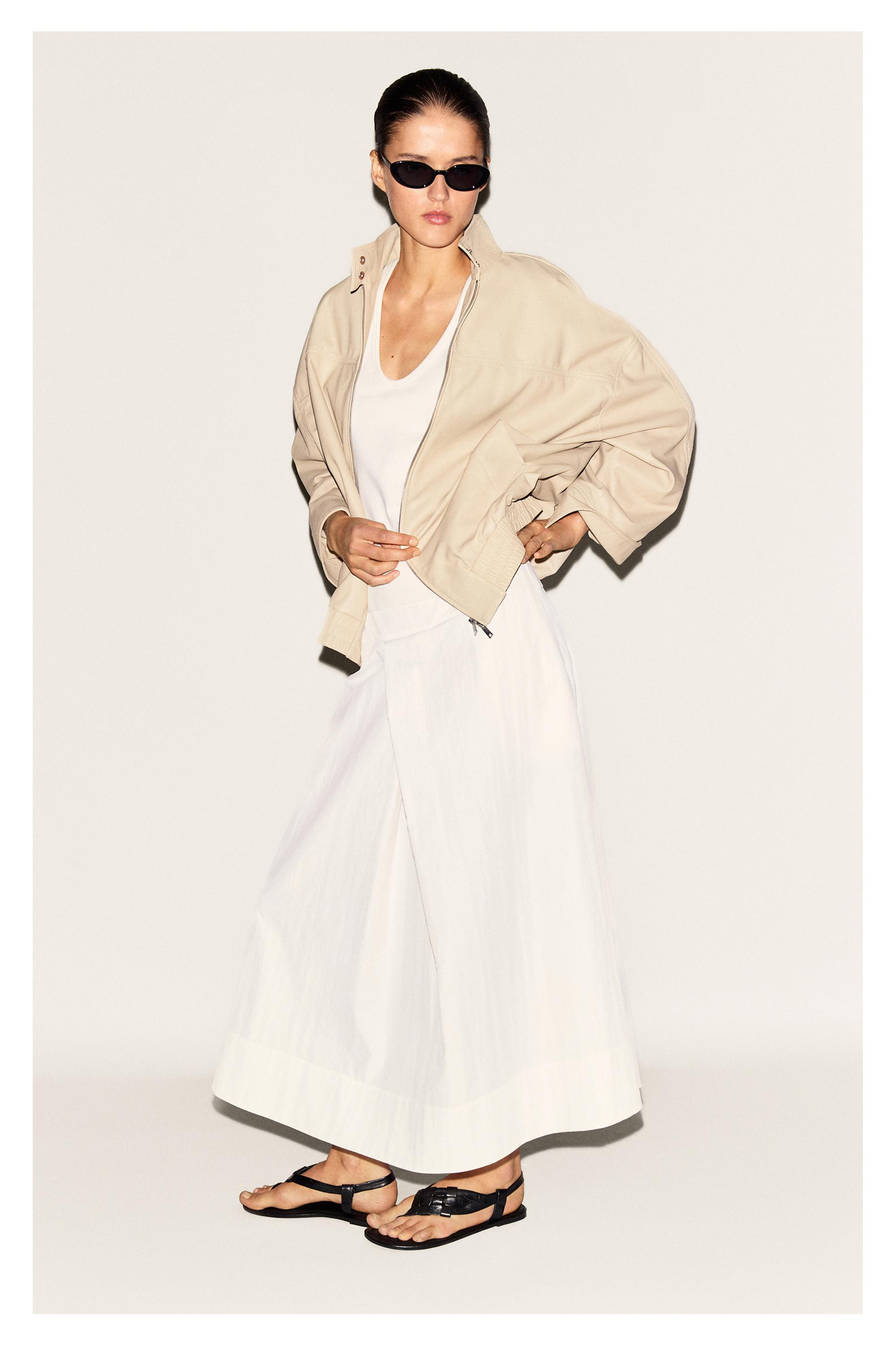 Elastic hem leather jacket — CREAM