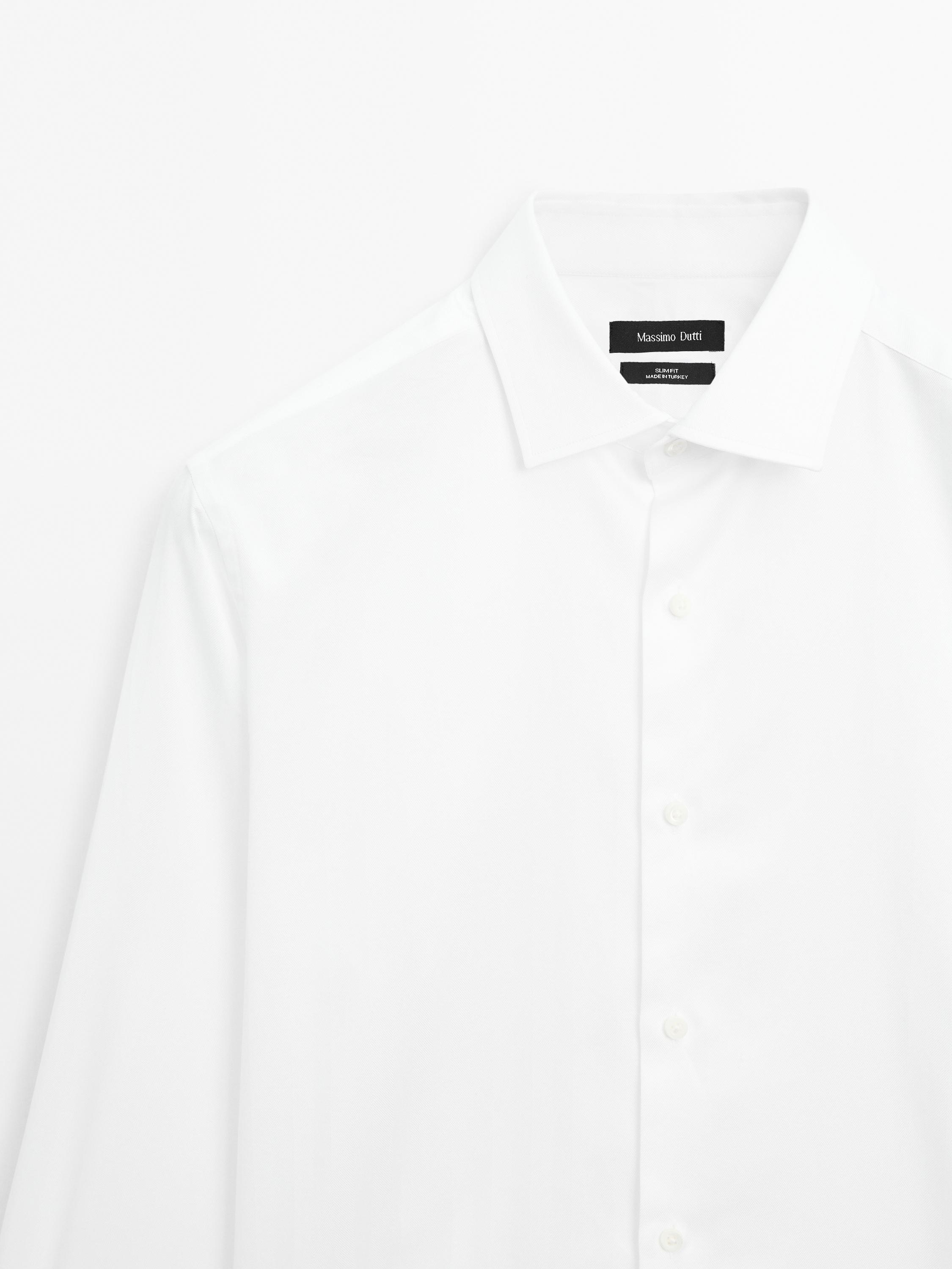 Slim fit 100% cotton shirt — WHITE