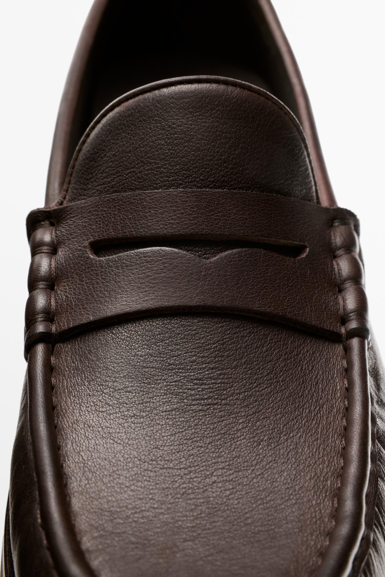 Leather penny loafer — BROWN