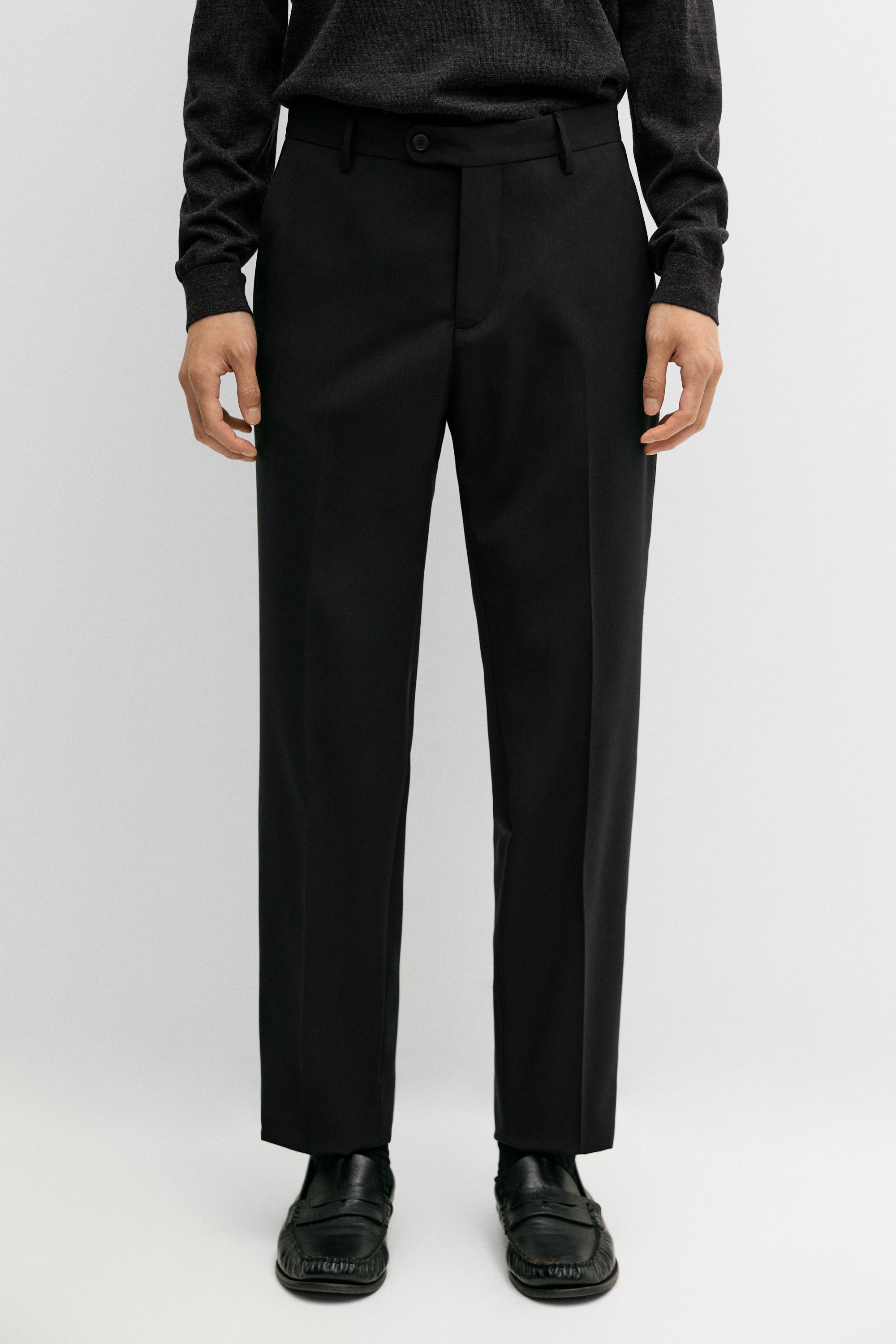 100% wool suit pants — BLACK