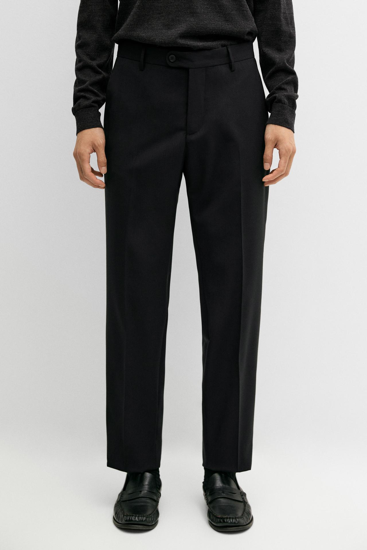 100% wool suit pants — BLACK