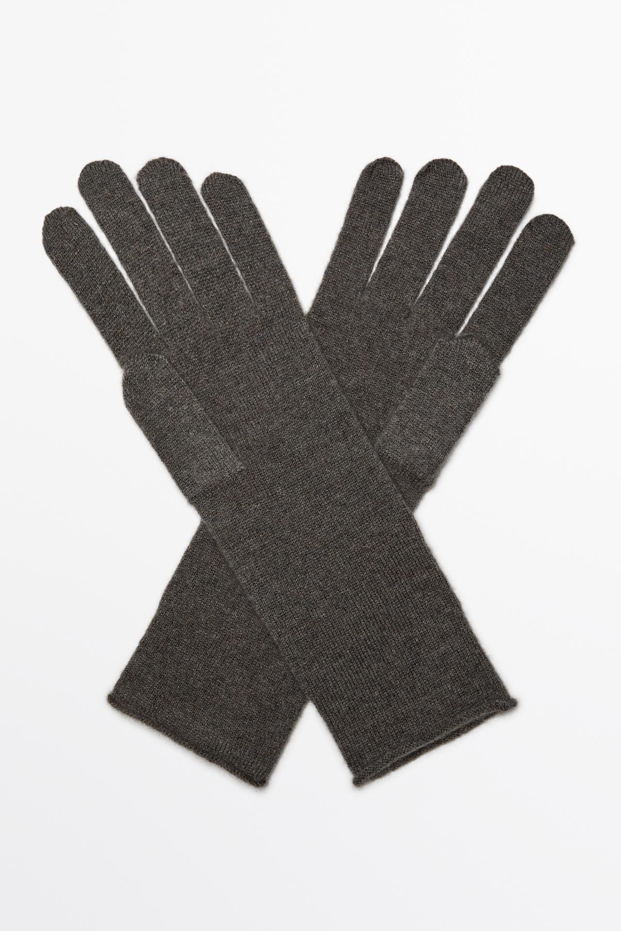 100% cashmere knit gloves — DARK KHAKI
