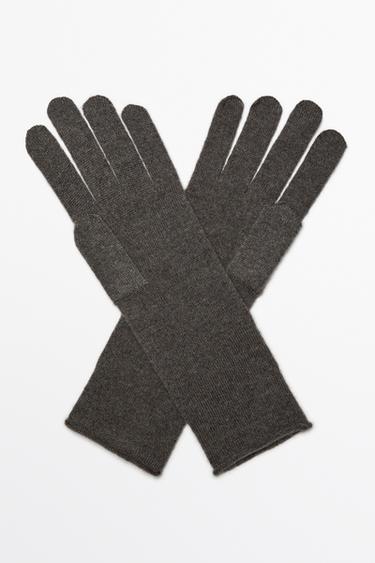 100% cashmere knit gloves — DARK KHAKI 4