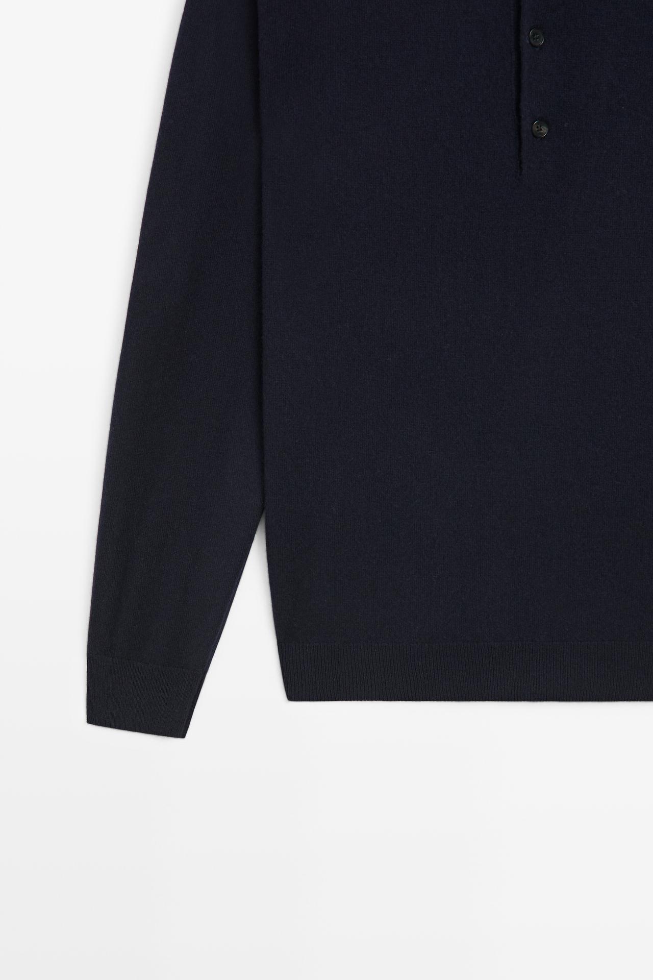 Wool blend mock neck knit sweater — NAVY BLUE