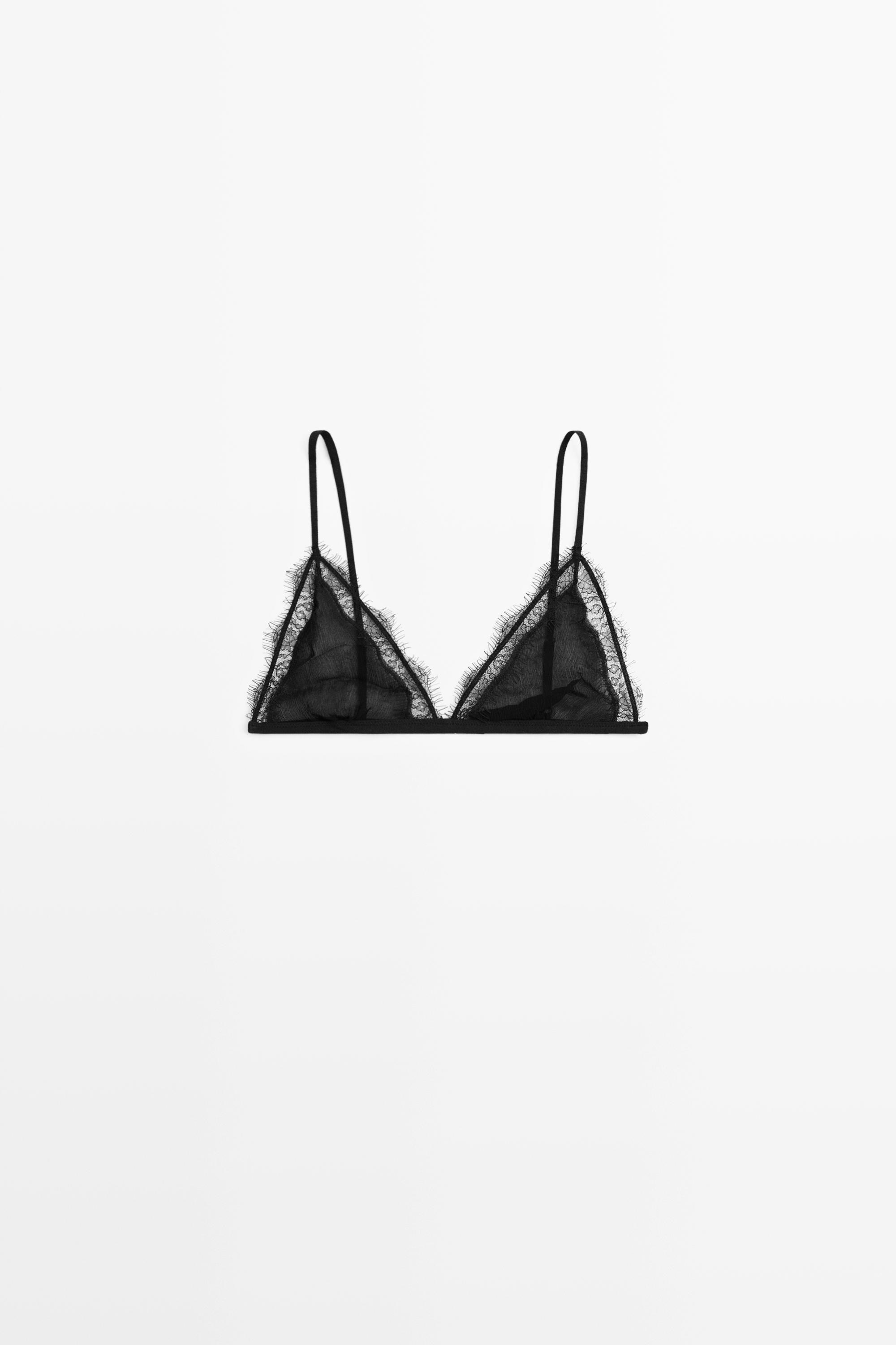 Bralette with lace detail — BLACK
