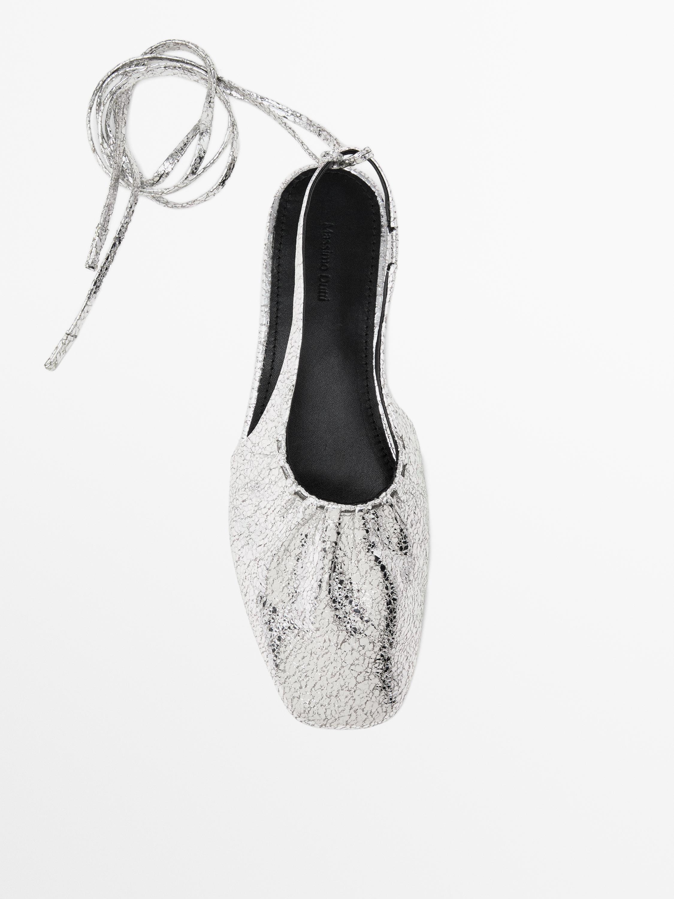 Metallic slingback ballet flats