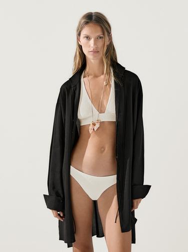 Textured triangle bikini top — Off white 8