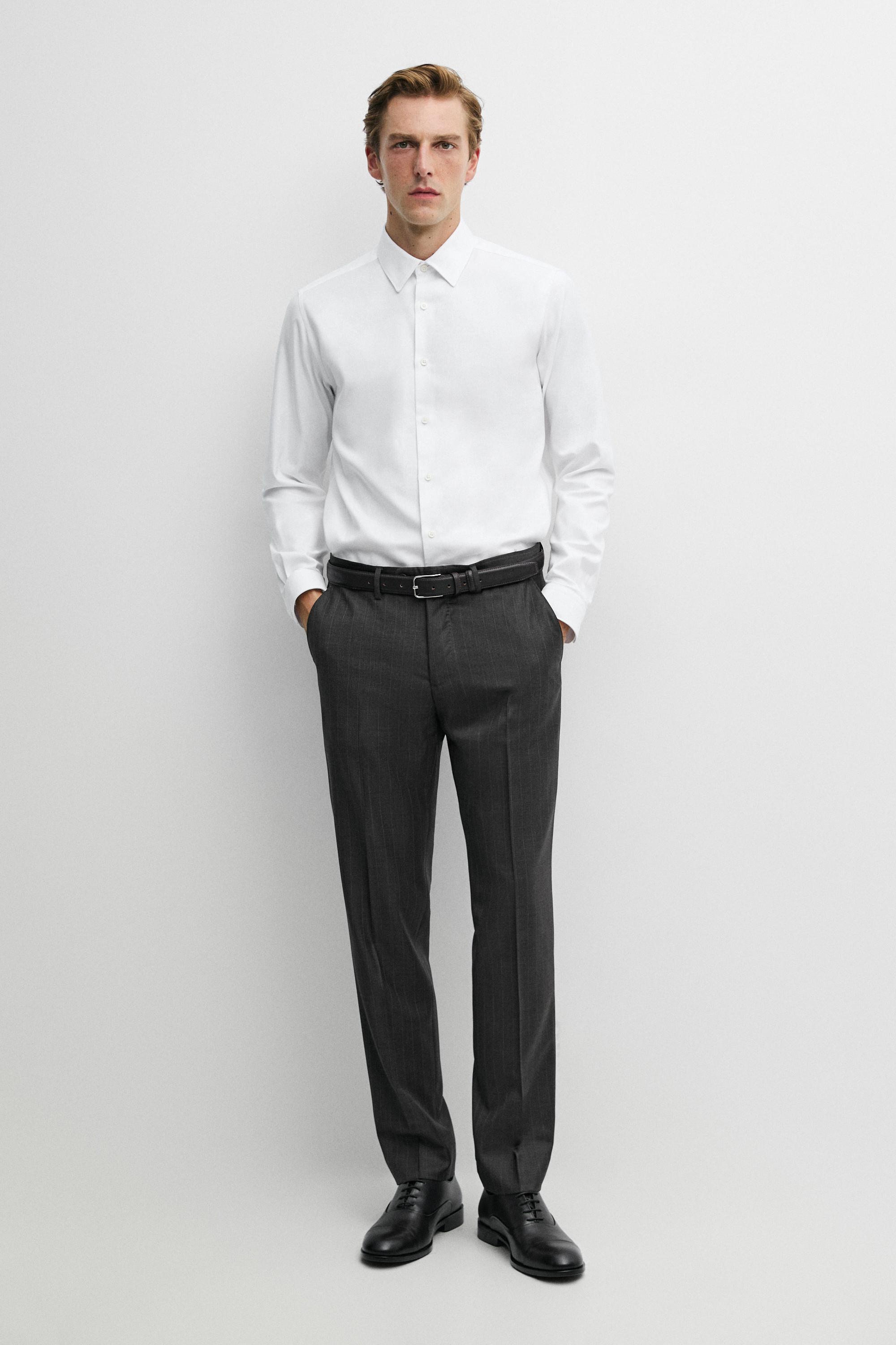 Slim fit 100% cotton Oxford shirt — WHITE