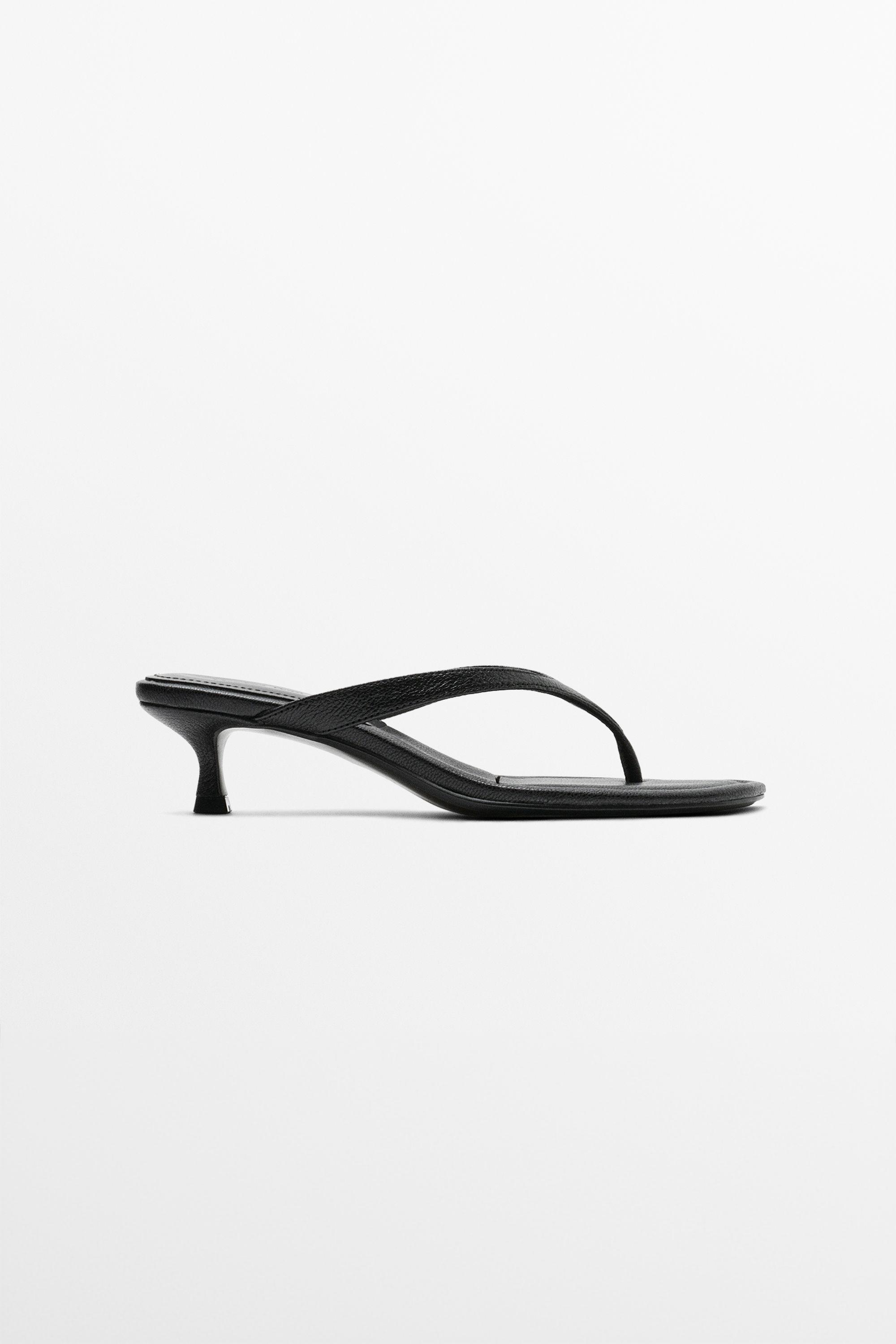 Leather heeled sandals · Black · Heeledâ Sandal | Massimo Dutti