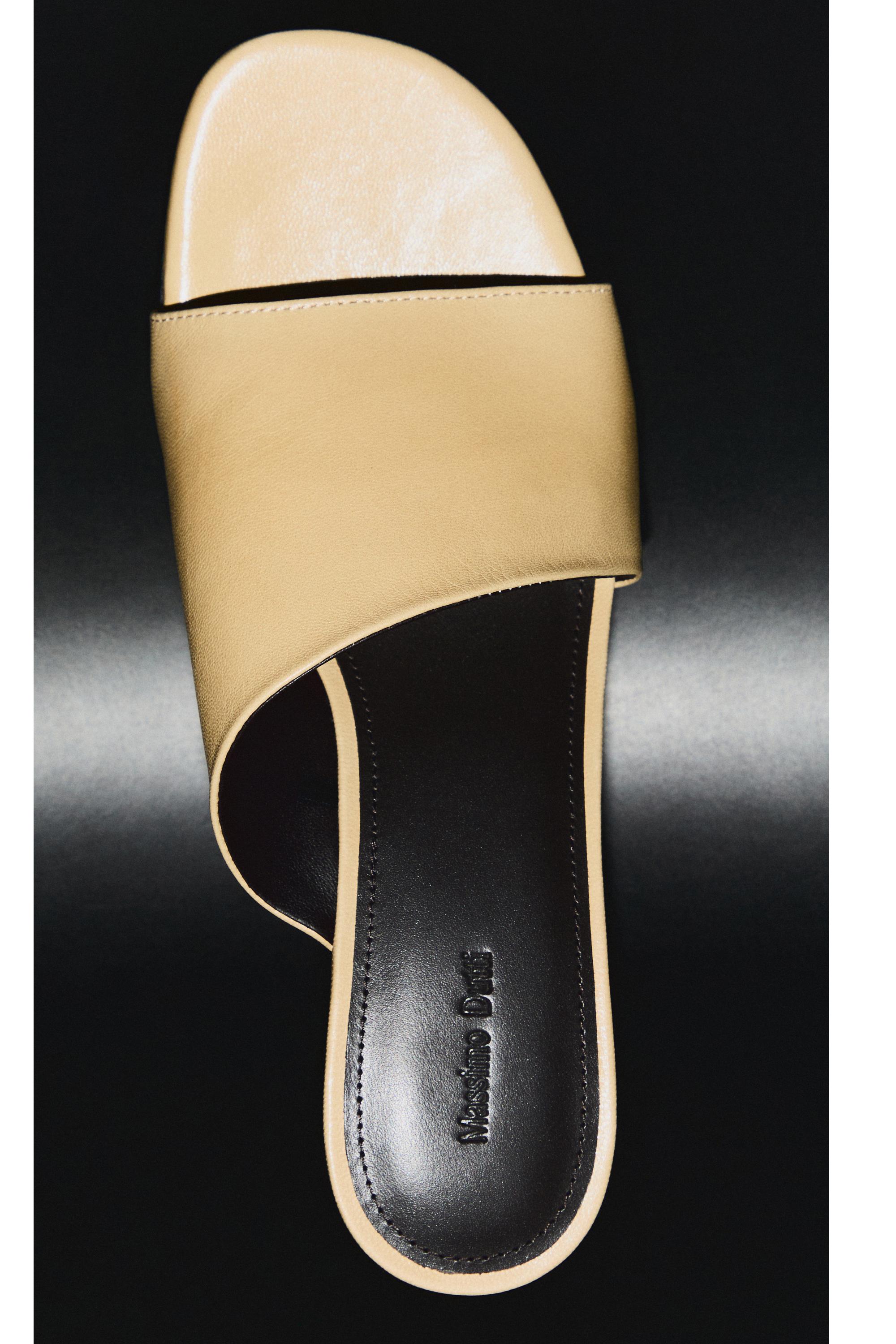 Soft leather wedge heel sandals — BEIGE