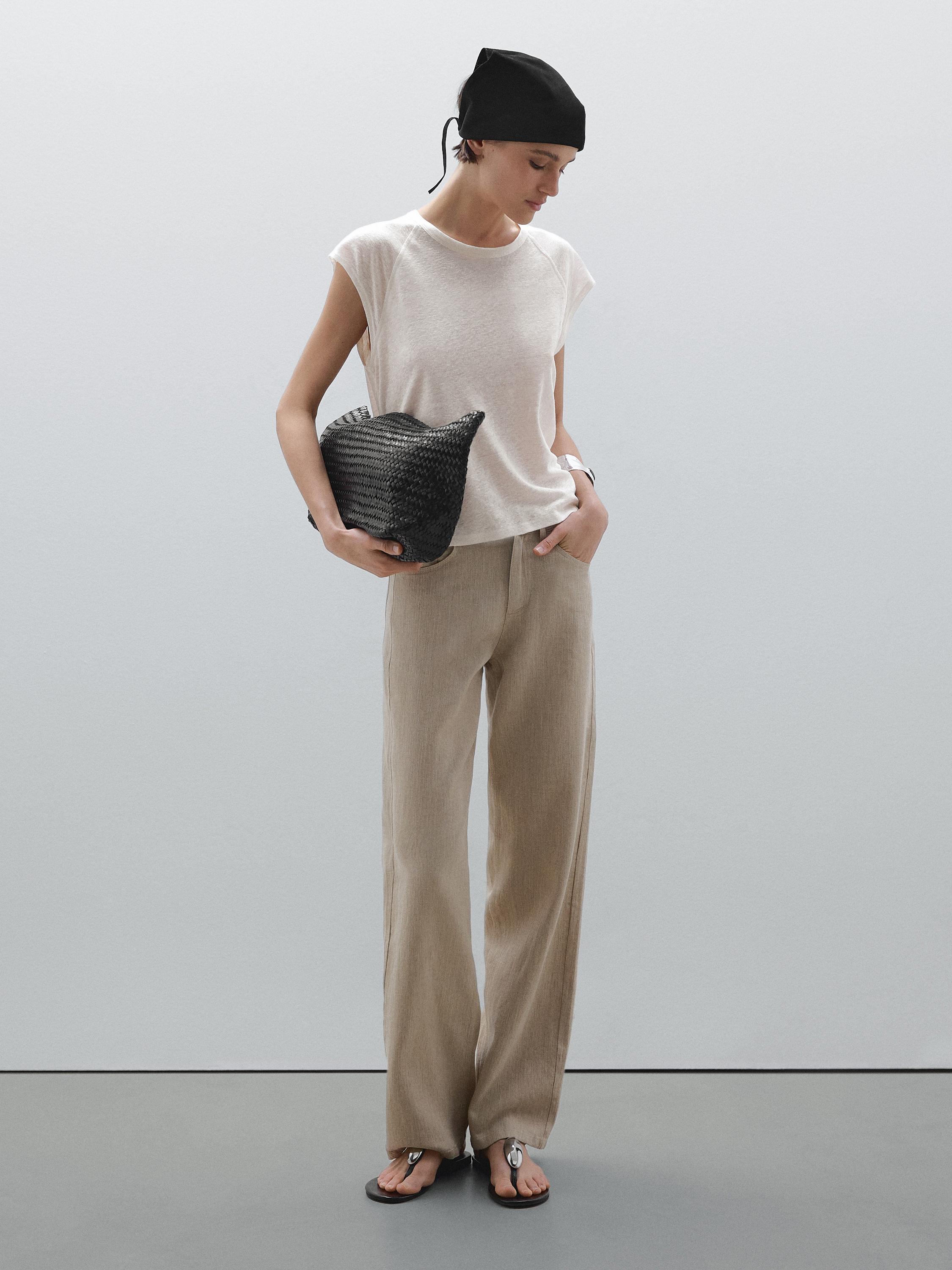 T-shirt léger bord-côte 100 % lin