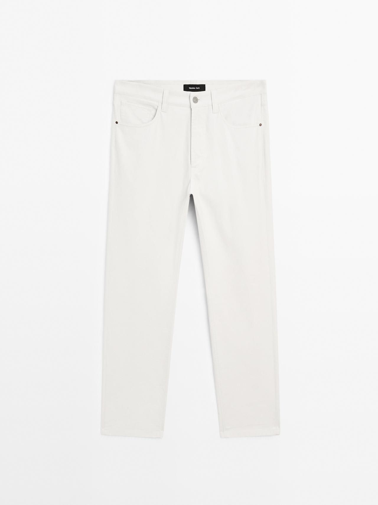 Massimo Dutti - Herre - Lette, Tilspidsede Bukser Med Denimeffekt - Grå - 38