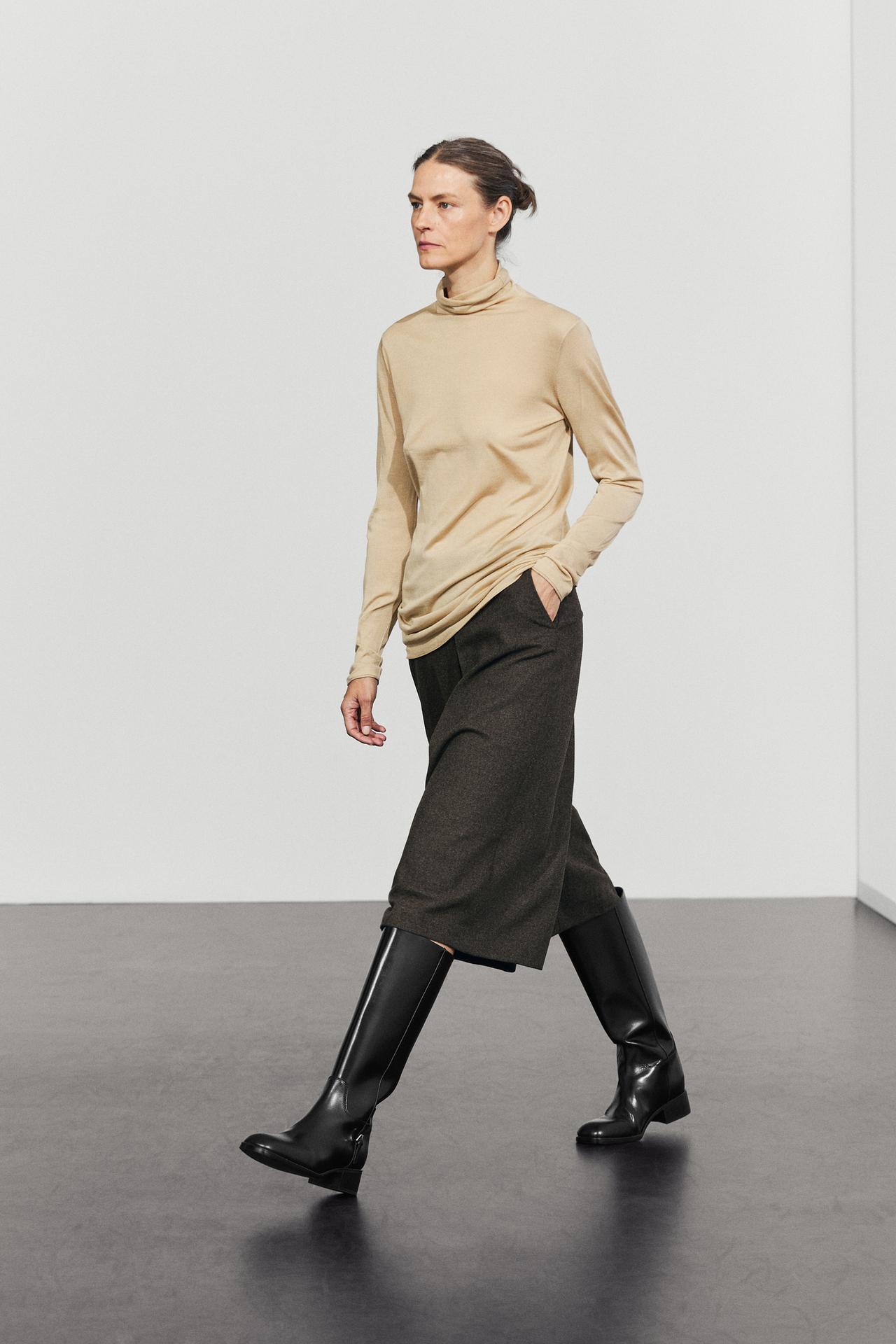 Wool blend skort — BROWN