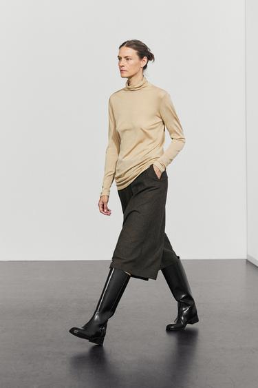 Wool blend skort — BROWN 8