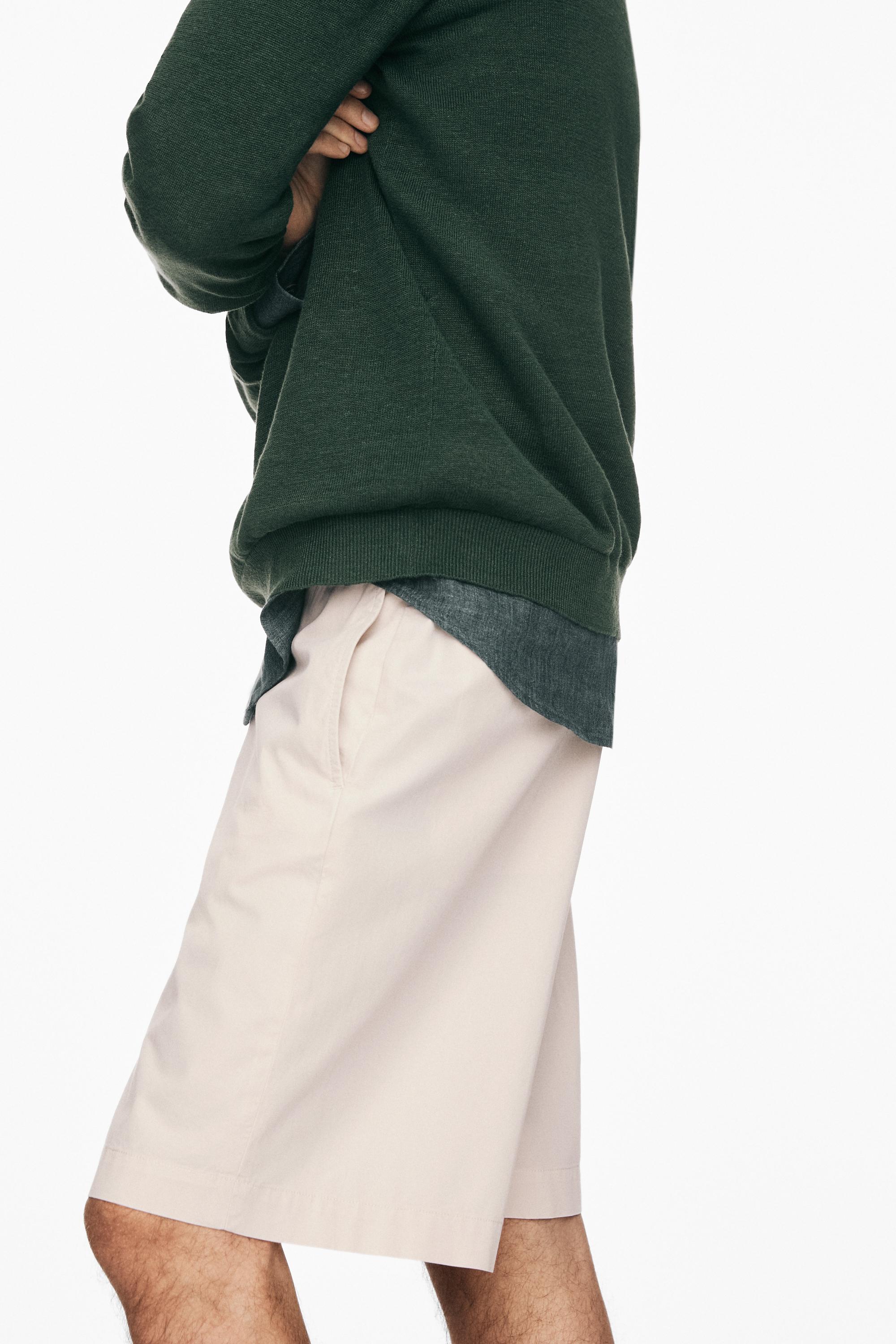 Cotton Bermuda shorts with waist detail — SAND