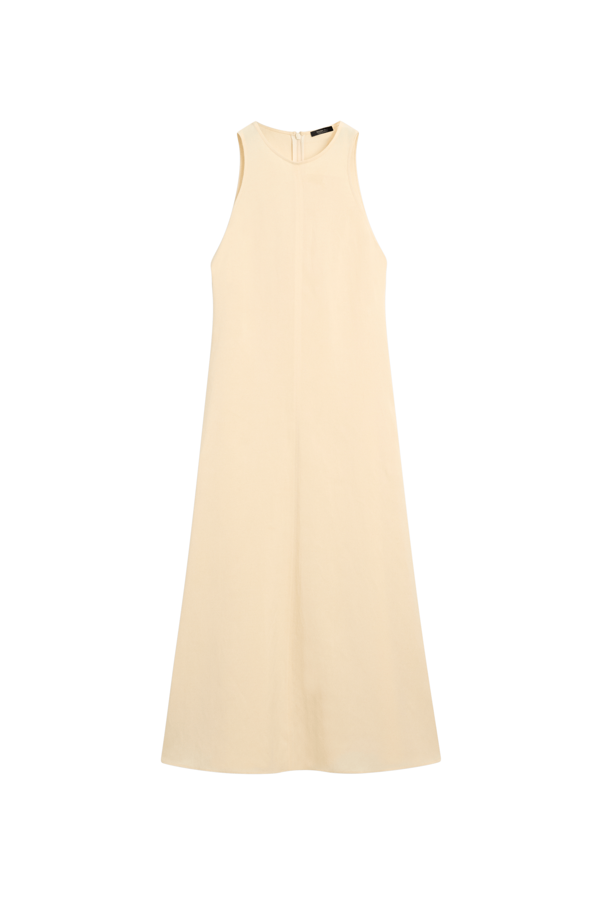 Massimo Dutti Keten karışımlı dökümlü halter midi elbise görsel 4