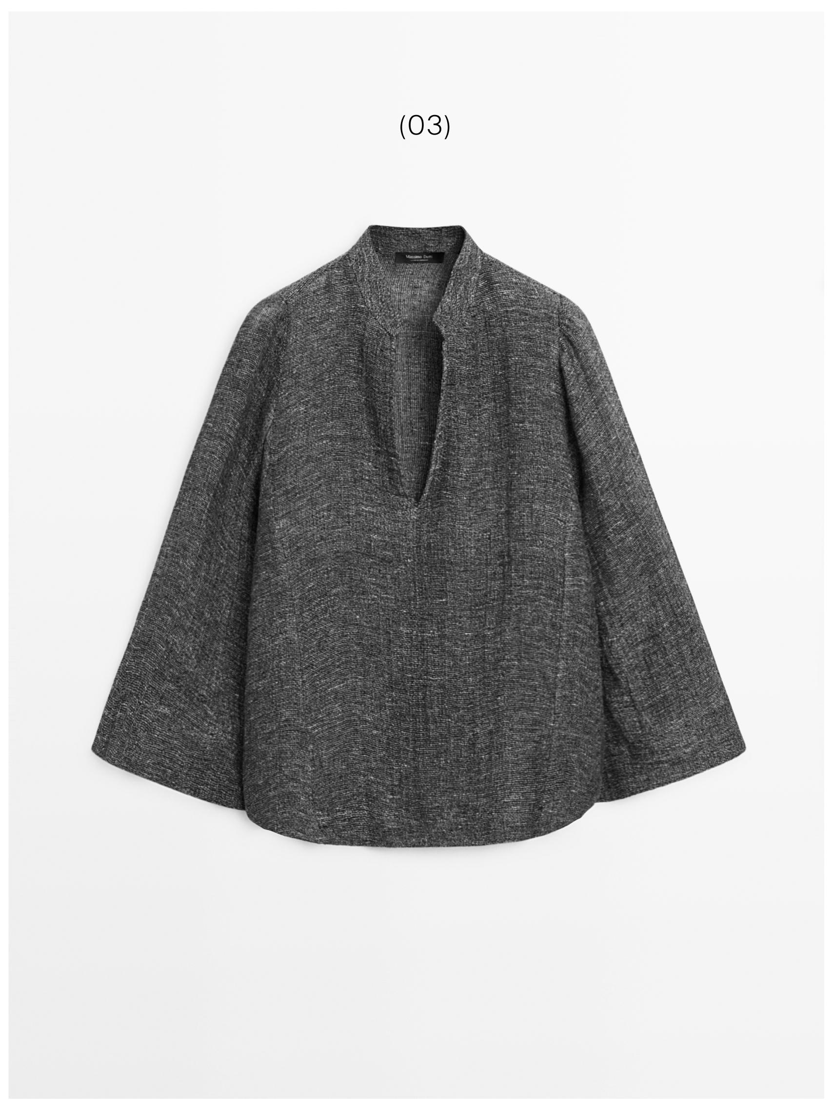 Melange linen blouse — GREY