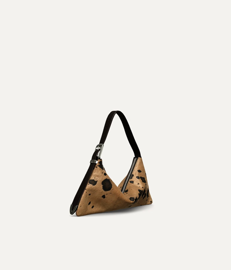 Animal print hair-on leather bag