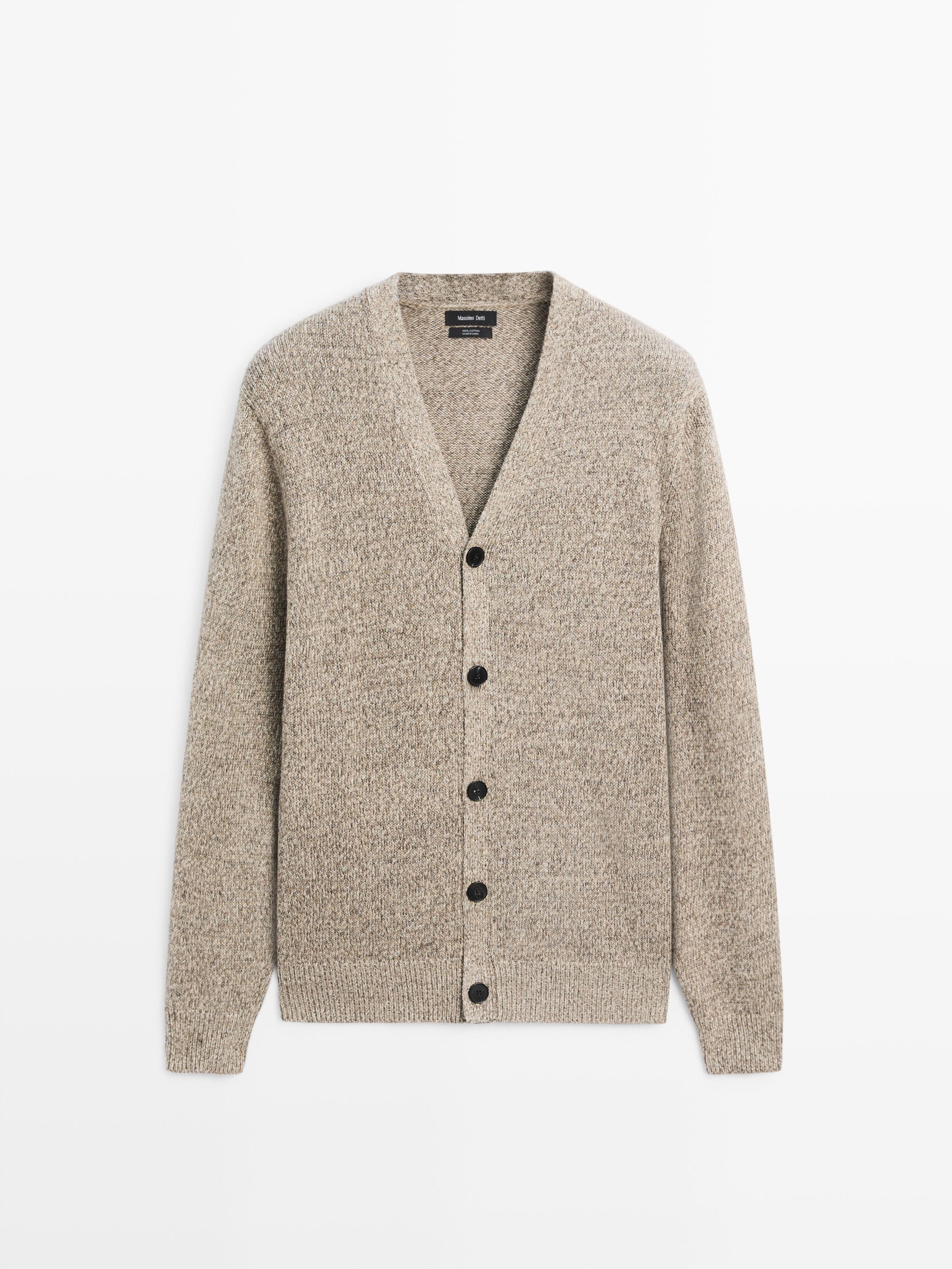 Medvilninis megztas kardiganas su sagomis